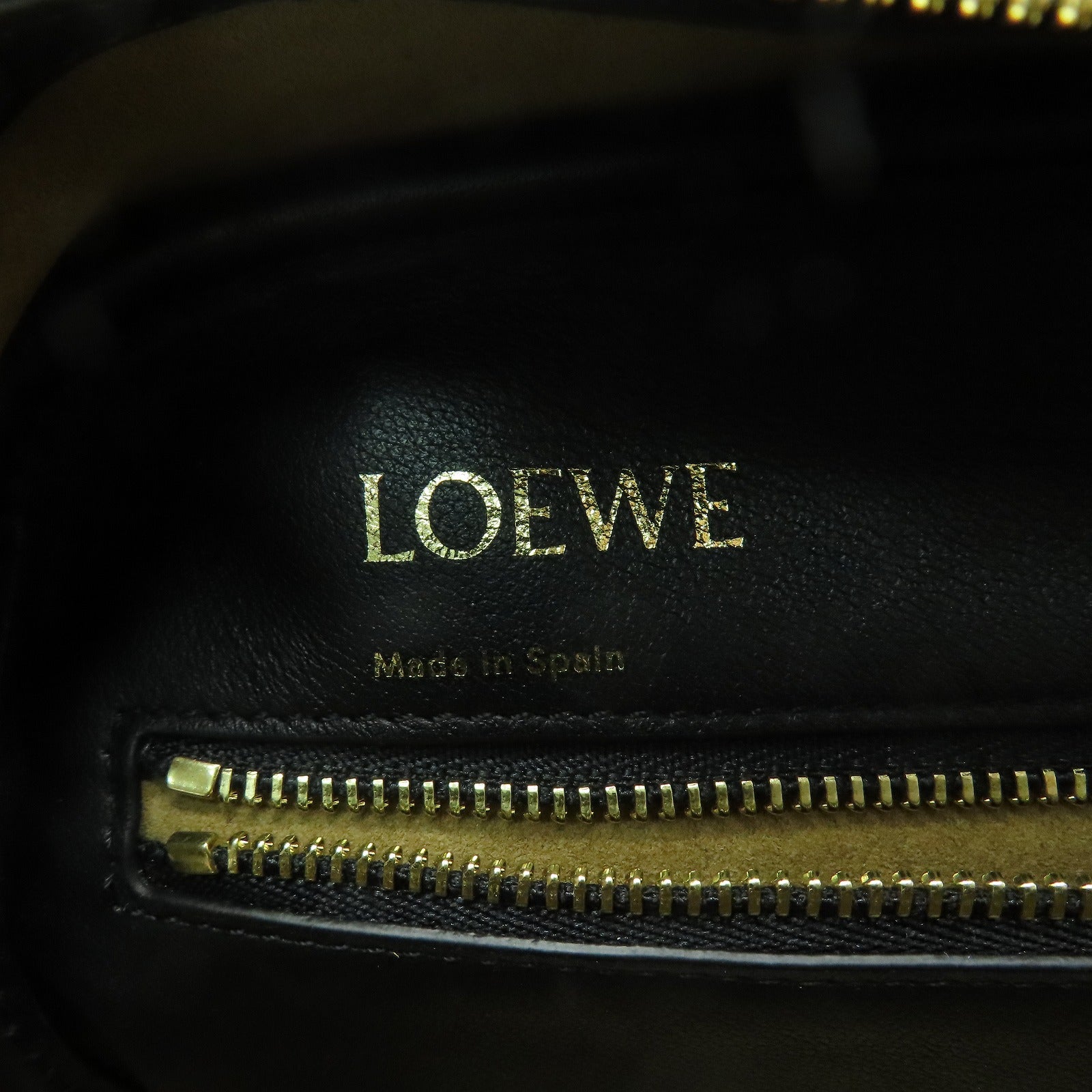 LOEWE 牛皮皮革/帆布Amazon 19金扣手挽肩背兩用袋黑色
