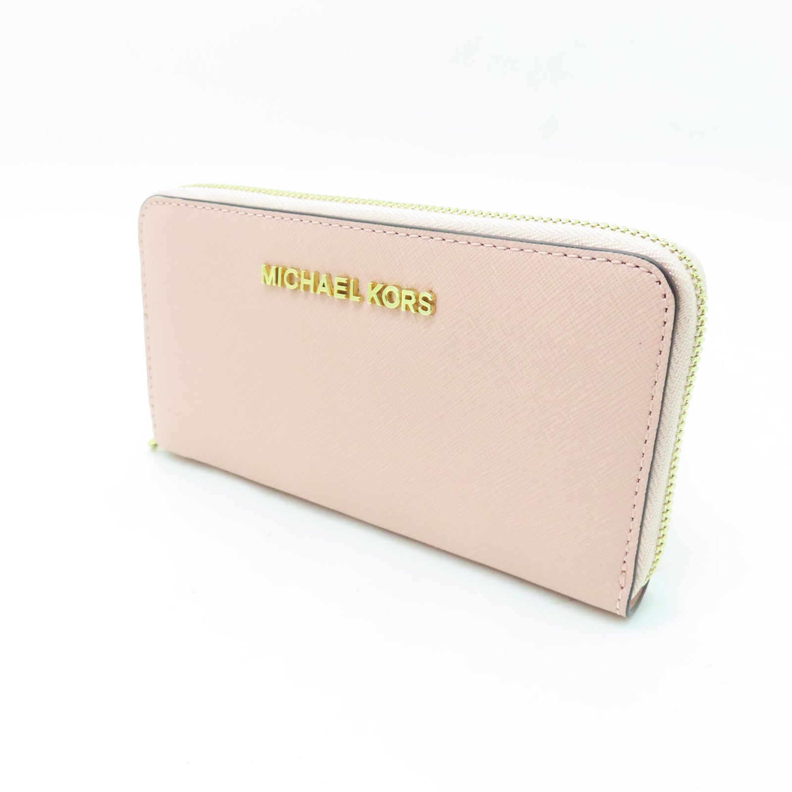 Michael Kors 牛皮皮革Pouch Wallet with Handle金扣長錢包粉紅色