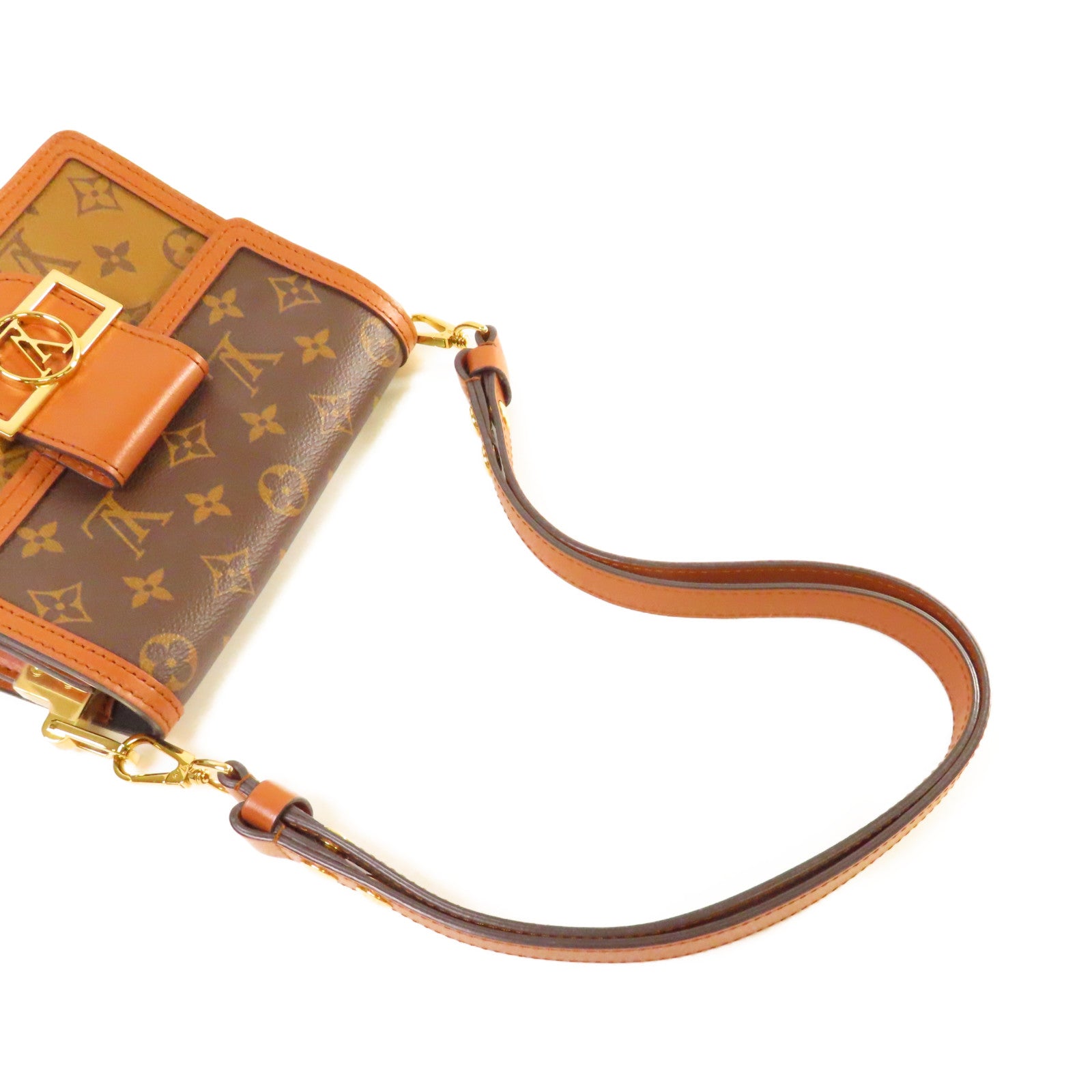 LOUIS VUITTON Monogram Mini Dauphine Shoulder Bag金扣肩背袋啡色