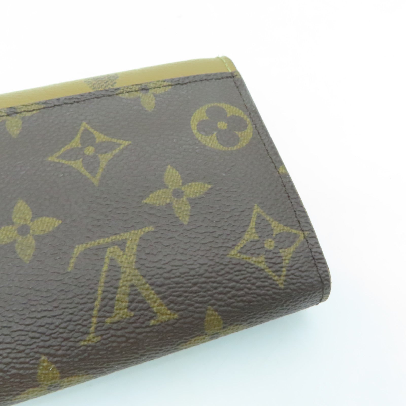 LOUIS VUITTON Monogram Sarah Gold Buckle Long Wallet Brown