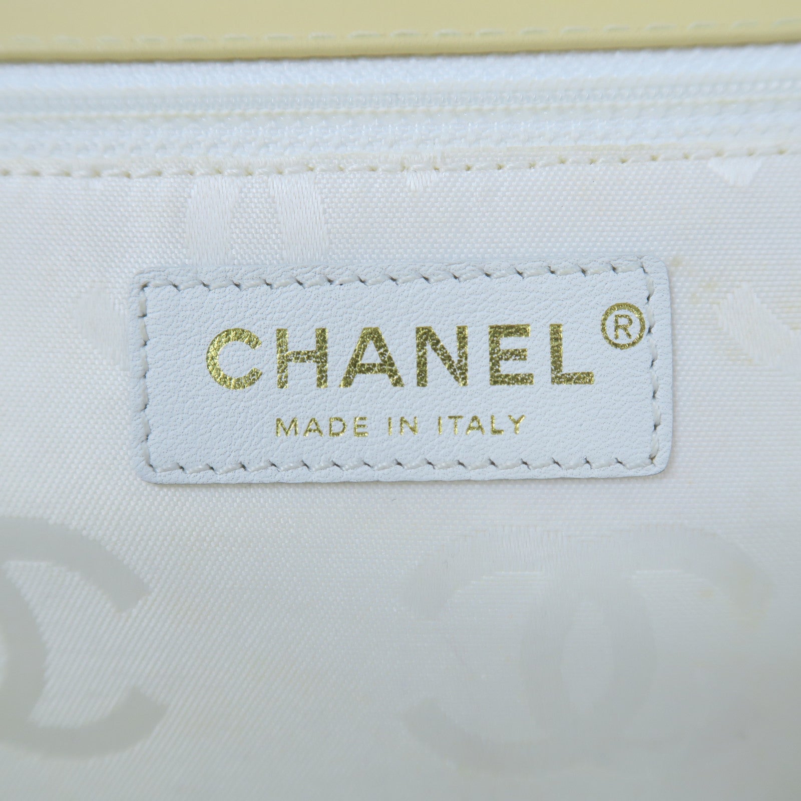 CHANEL 菱格牛皮皮革Handbag金扣手挽袋黃色