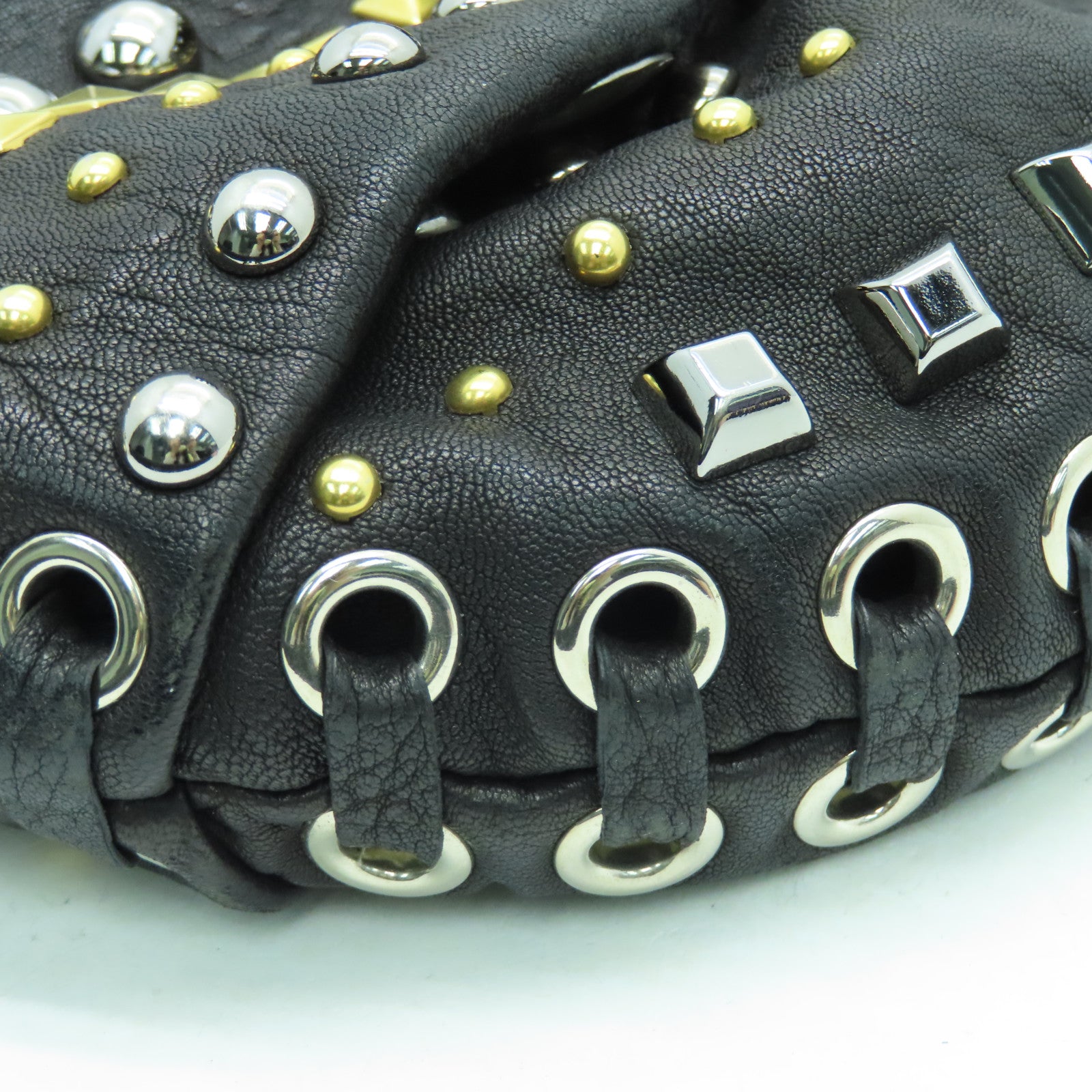 Miu Miu 【激減優惠】牛皮皮革2way Shoulder Bag金扣手挽肩背兩用袋黑色