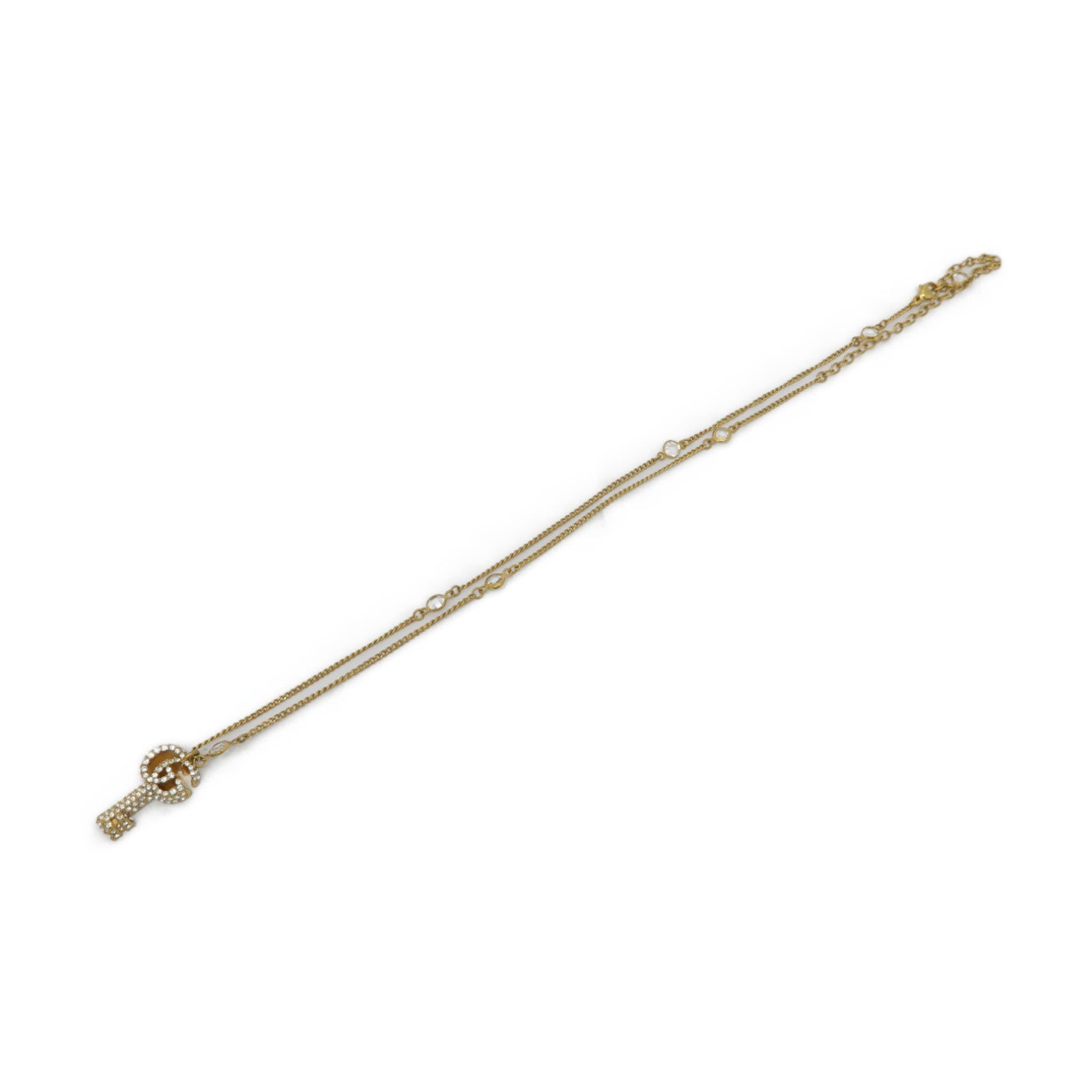 GUCCI 金屬Double G Key Necklace金色/透明