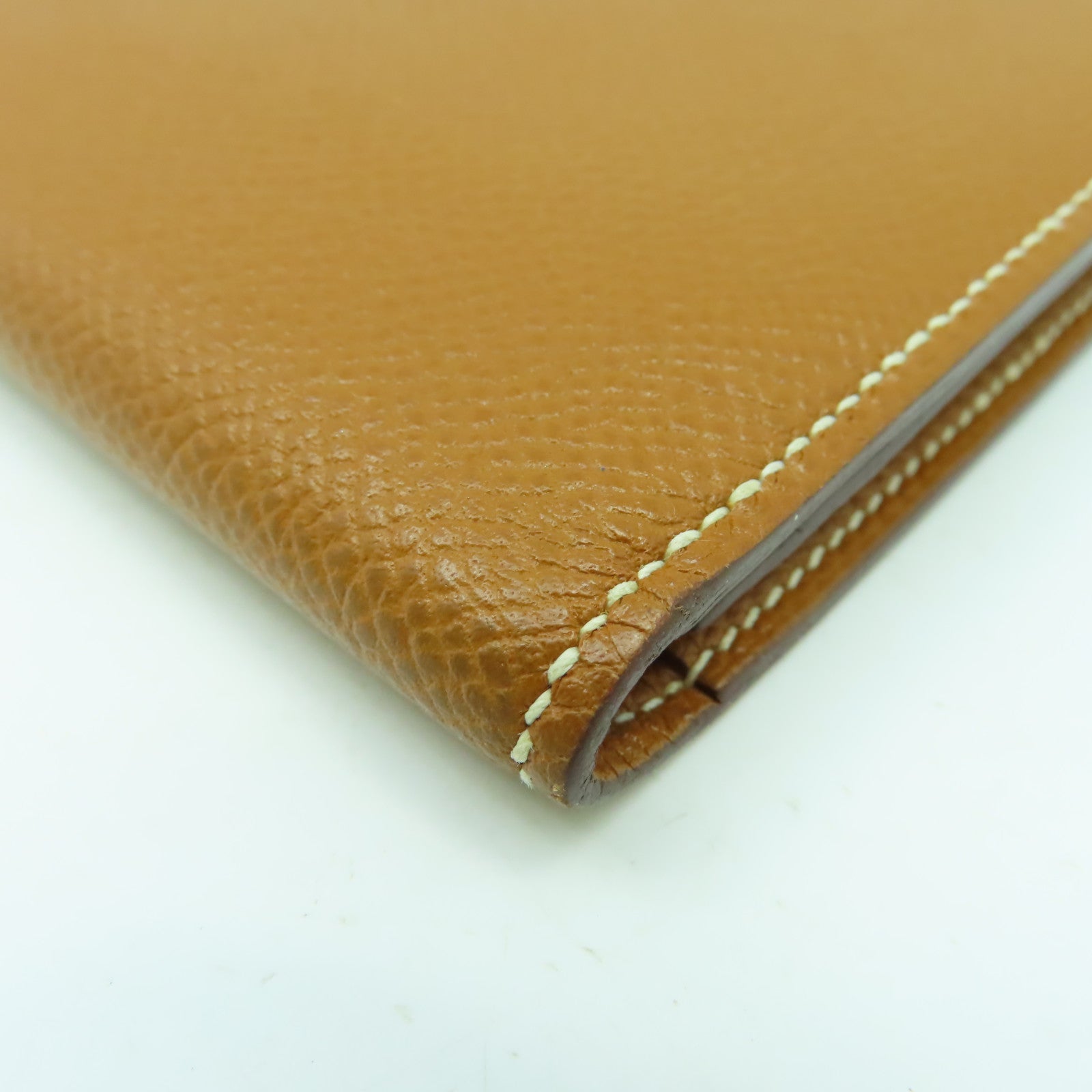 HERMES Epsom皮革Bearn bi-fold銀扣長錢包經典駝色
