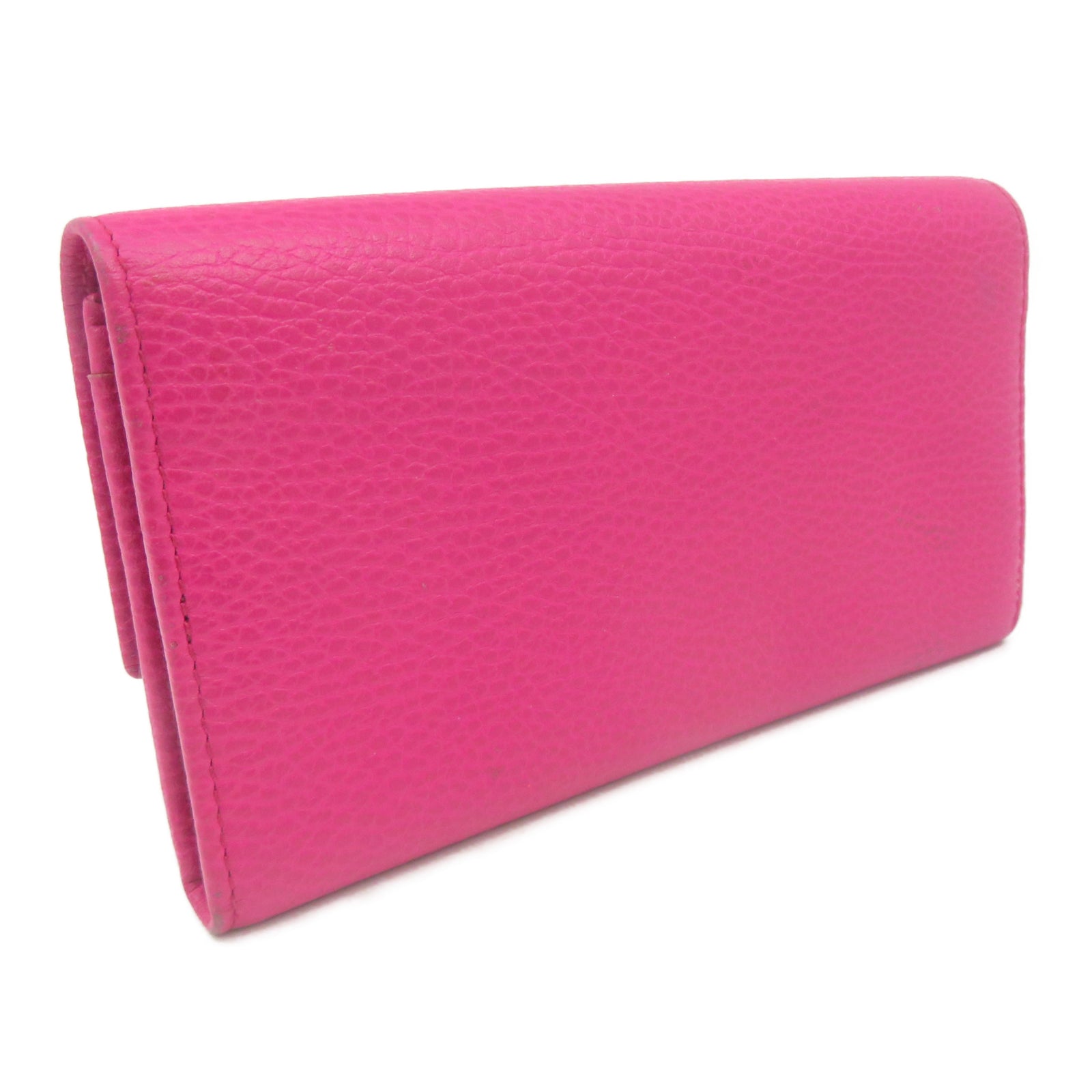 GUCCI [Sharp Discount] Cowhide Leather Wallet Gold Buckle Wallet Pink