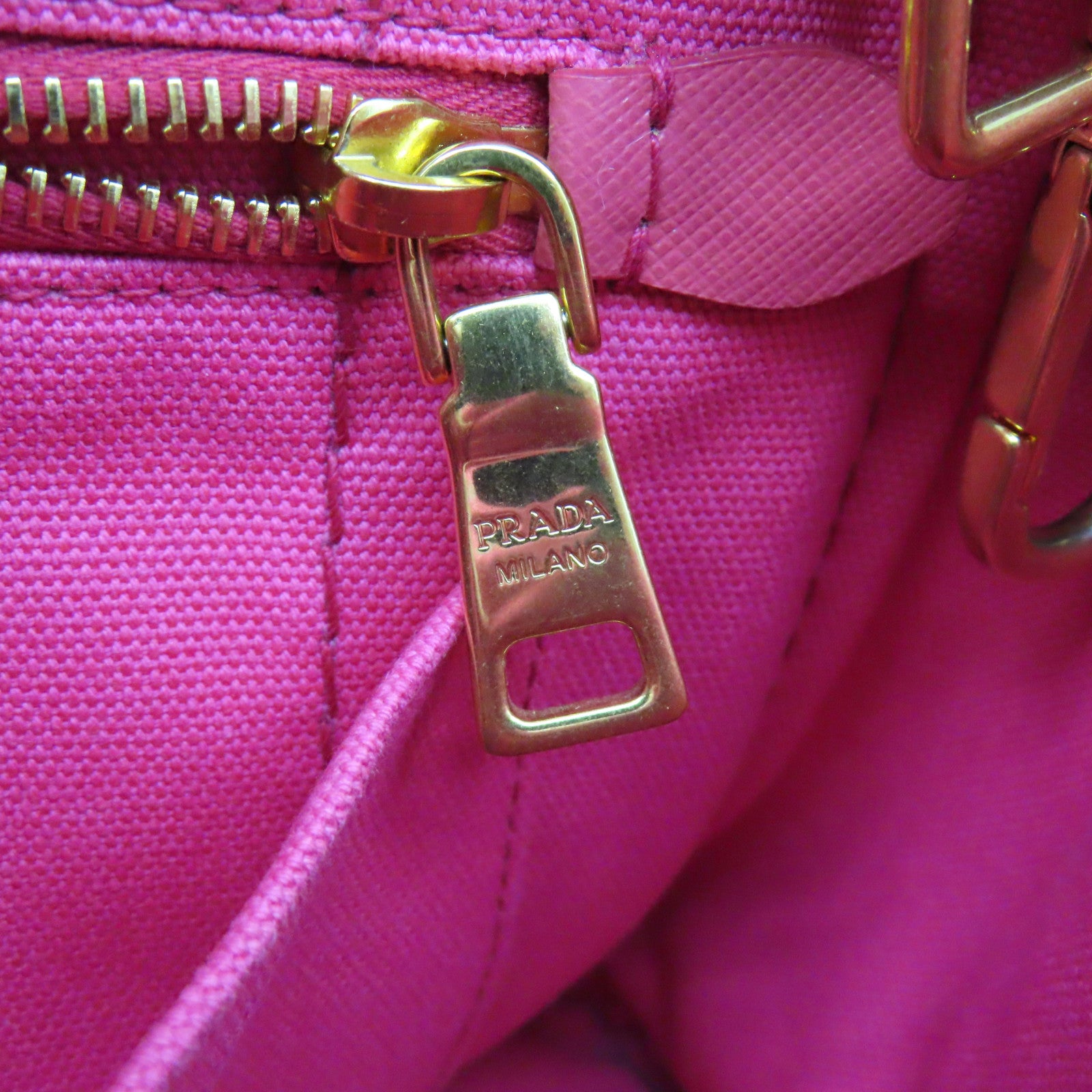 PRADA 帆布2 Way Shoulder金扣手挽肩背兩用袋粉紅色