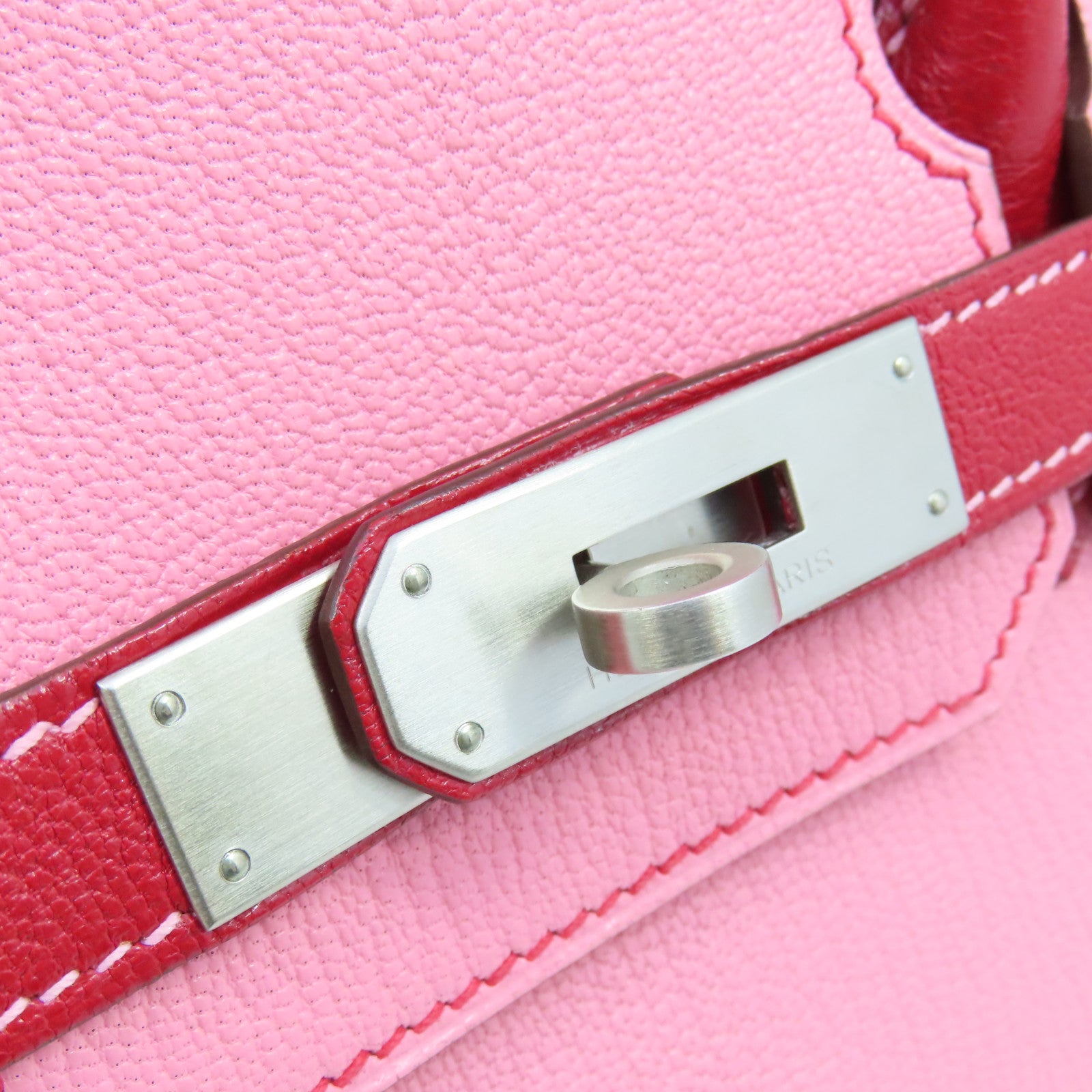 HERMES 【激減優惠】Chevre皮革Birkin 30 SOP Handbag銀扣手挽袋Rose Lipstick/Red/粉紅色/紅色