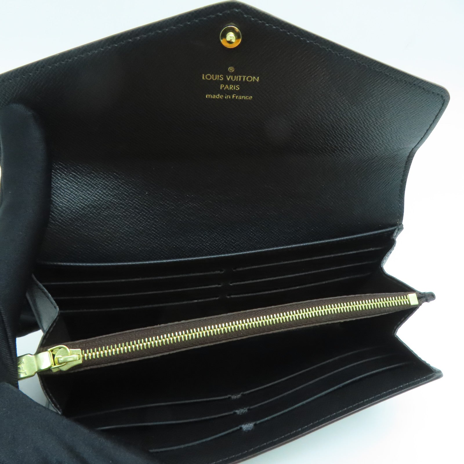 LOUIS VUITTON Monogram Sarah Gold Buckle Long Wallet Brown