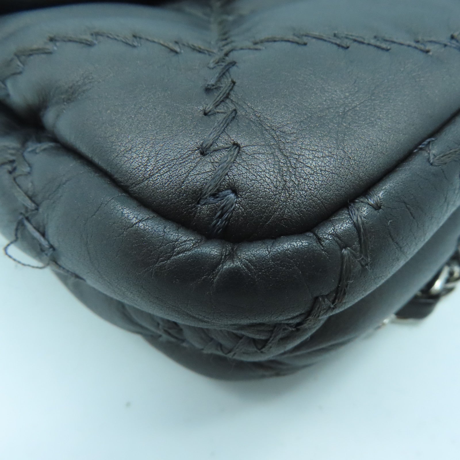 CHANEL rhombic cowhide leather Chain Shoulder silver buckle chain shoulder bag gray