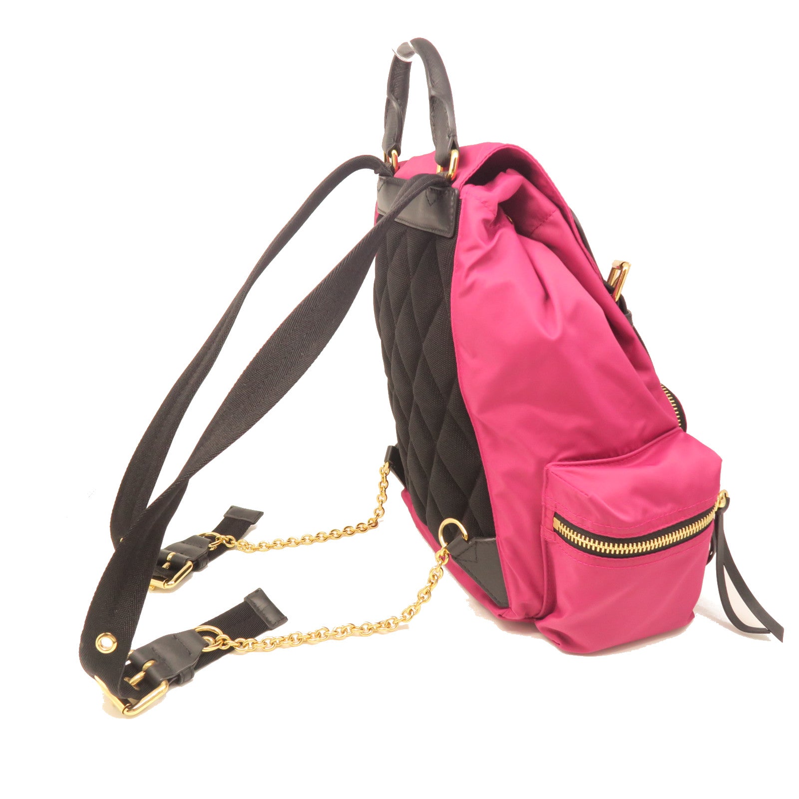 BURBERRY nylon Backpack gold buckle backpack purple