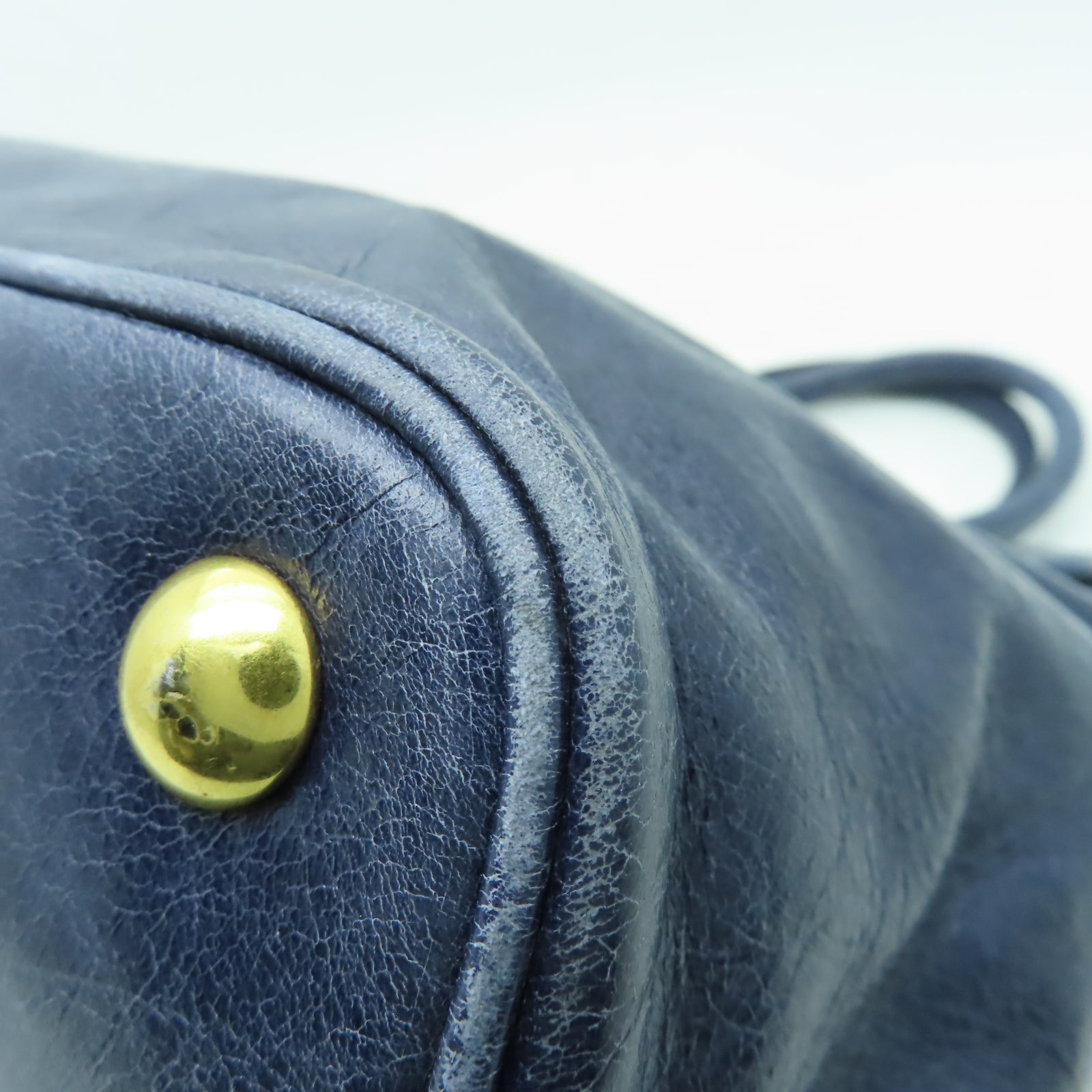 Miu Miu 牛皮皮革2 Way Shoulder金扣手挽肩背兩用袋藍色