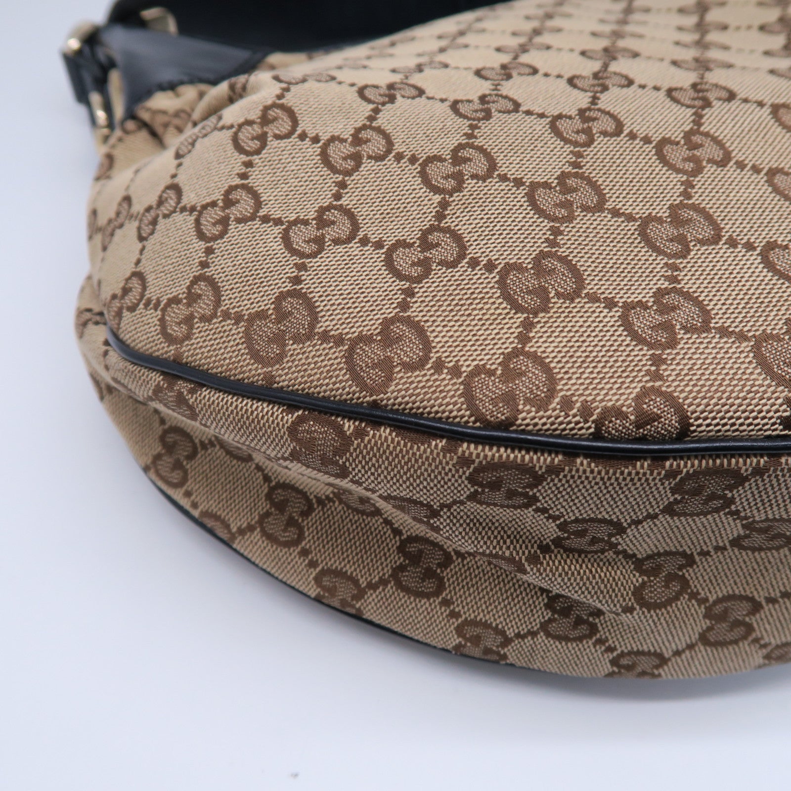 GUCCI 帆布Shoulder Bag金扣肩背袋黑色/啡色