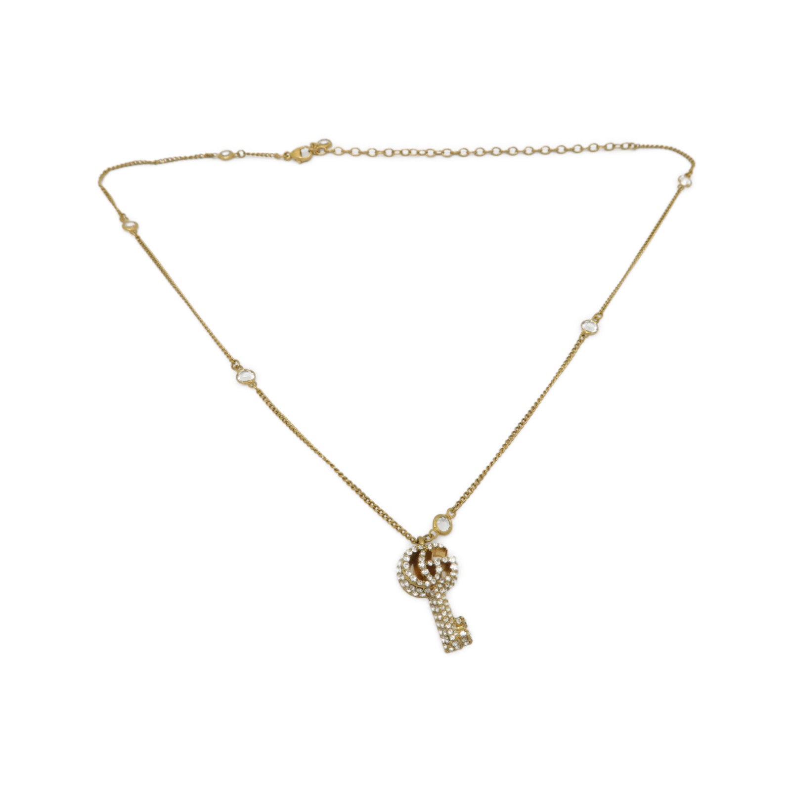GUCCI 金屬Double G Key Necklace金色/透明