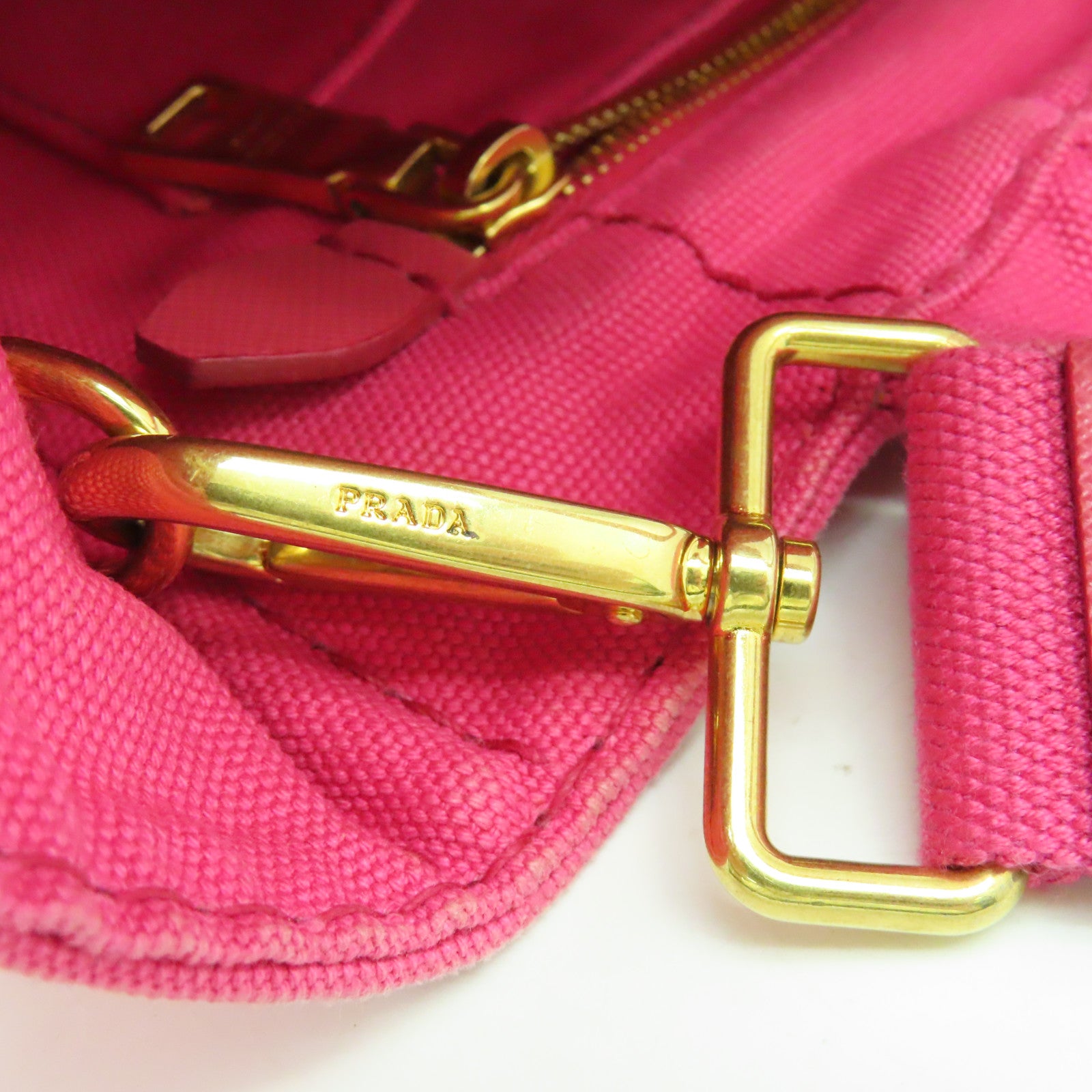 PRADA 帆布2 Way Shoulder金扣手挽肩背兩用袋粉紅色