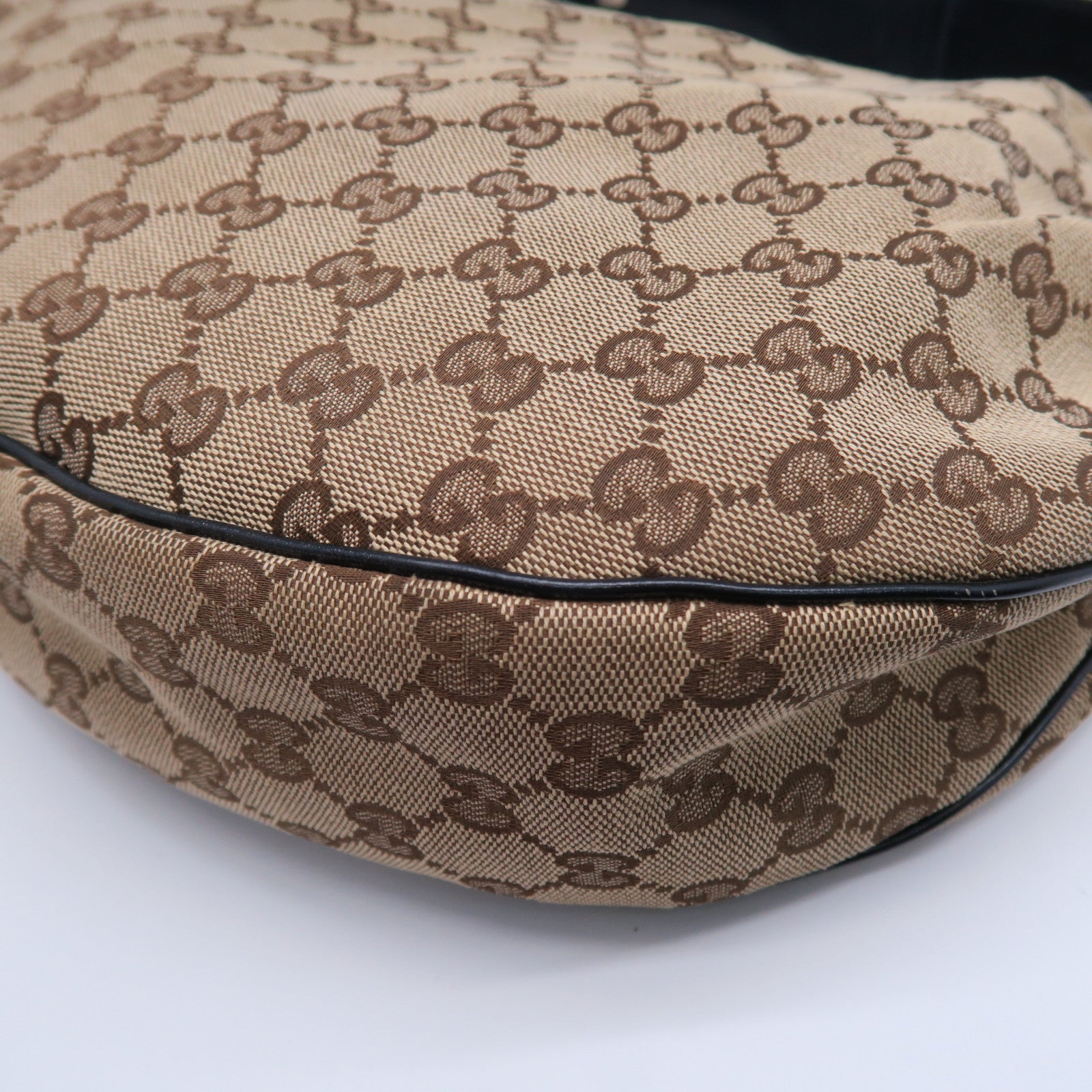 GUCCI 帆布Shoulder Bag金扣肩背袋黑色/啡色
