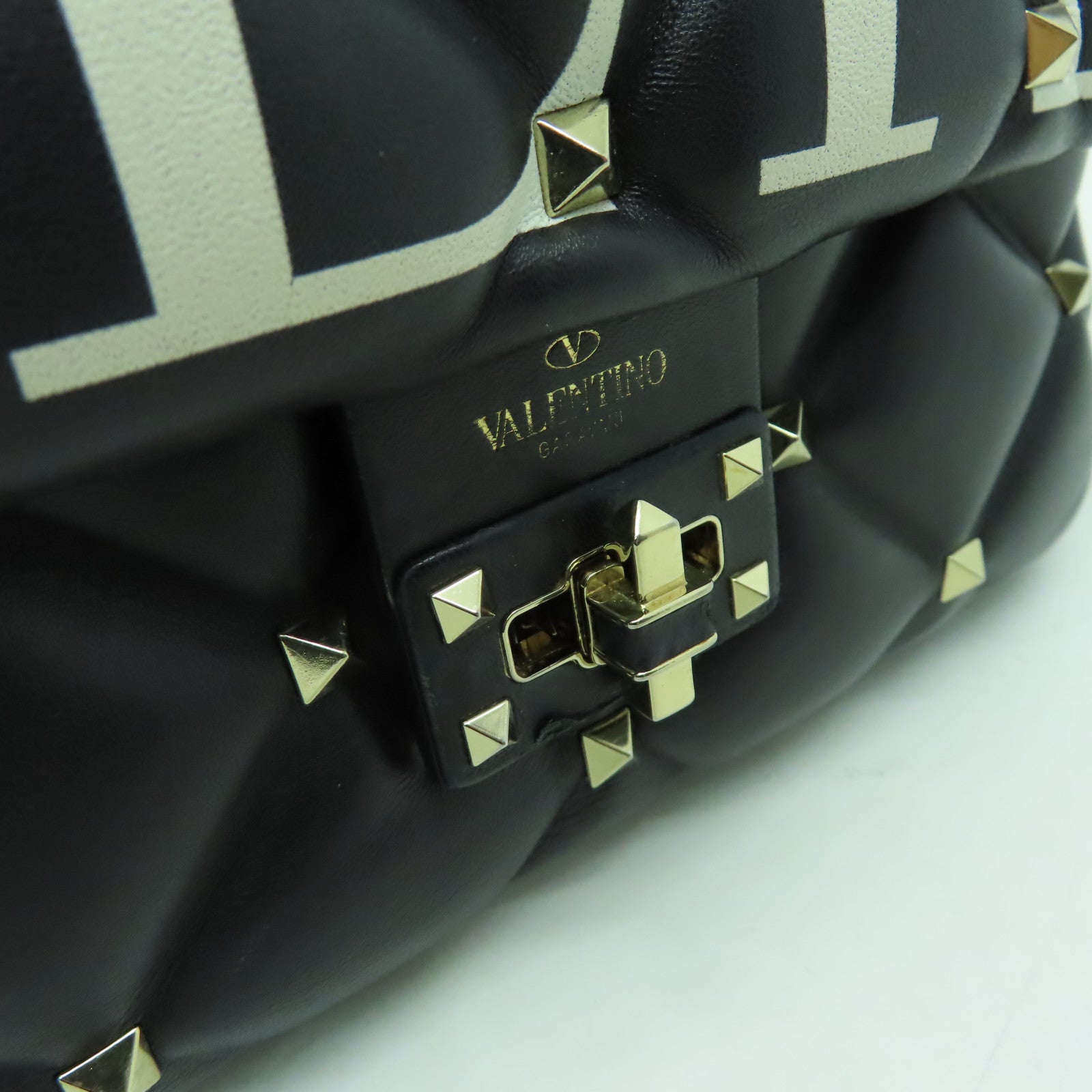 Valentino 羊皮皮革2way Shoulder Bag金扣手挽肩背兩用袋黑色
