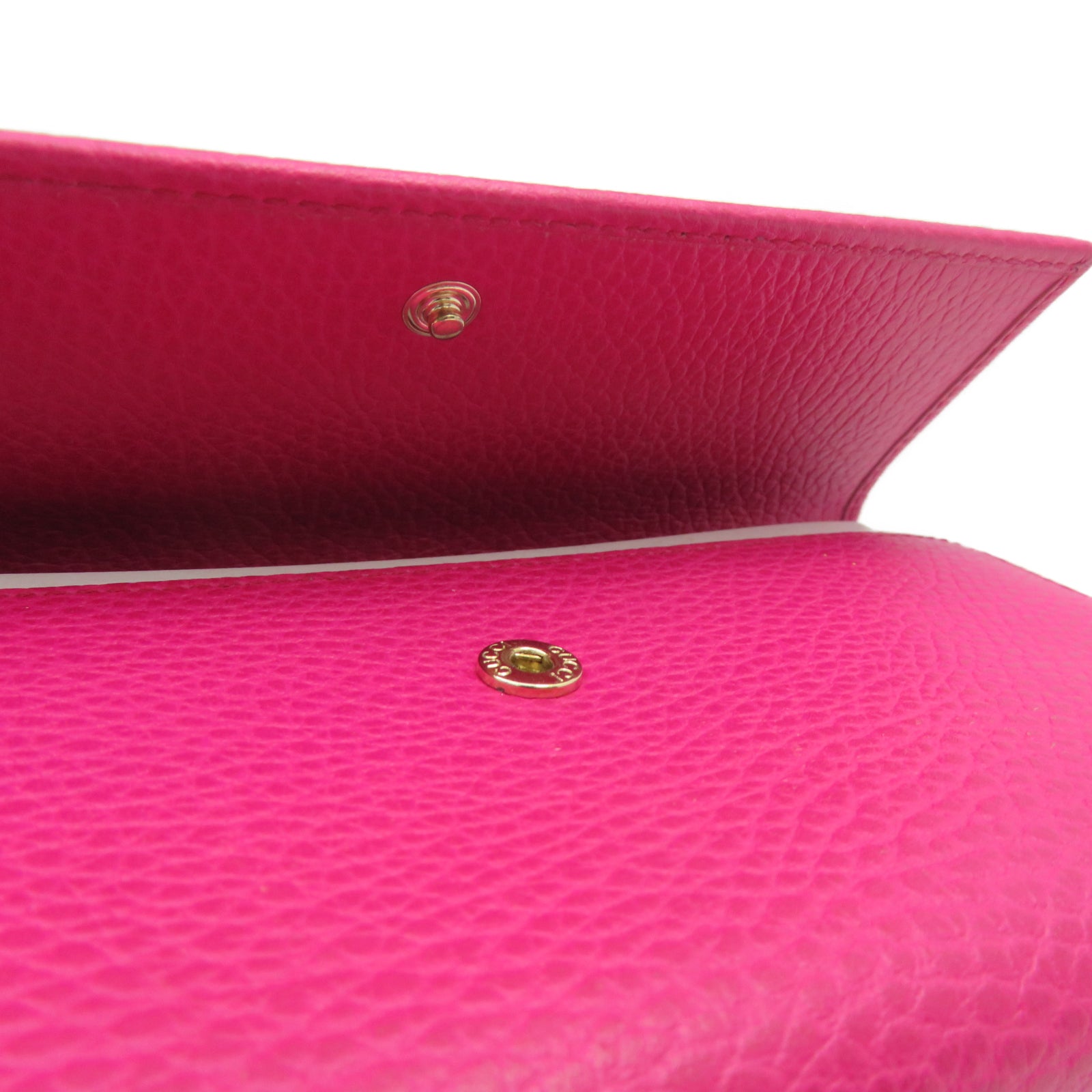 GUCCI [Sharp Discount] Cowhide Leather Wallet Gold Buckle Wallet Pink