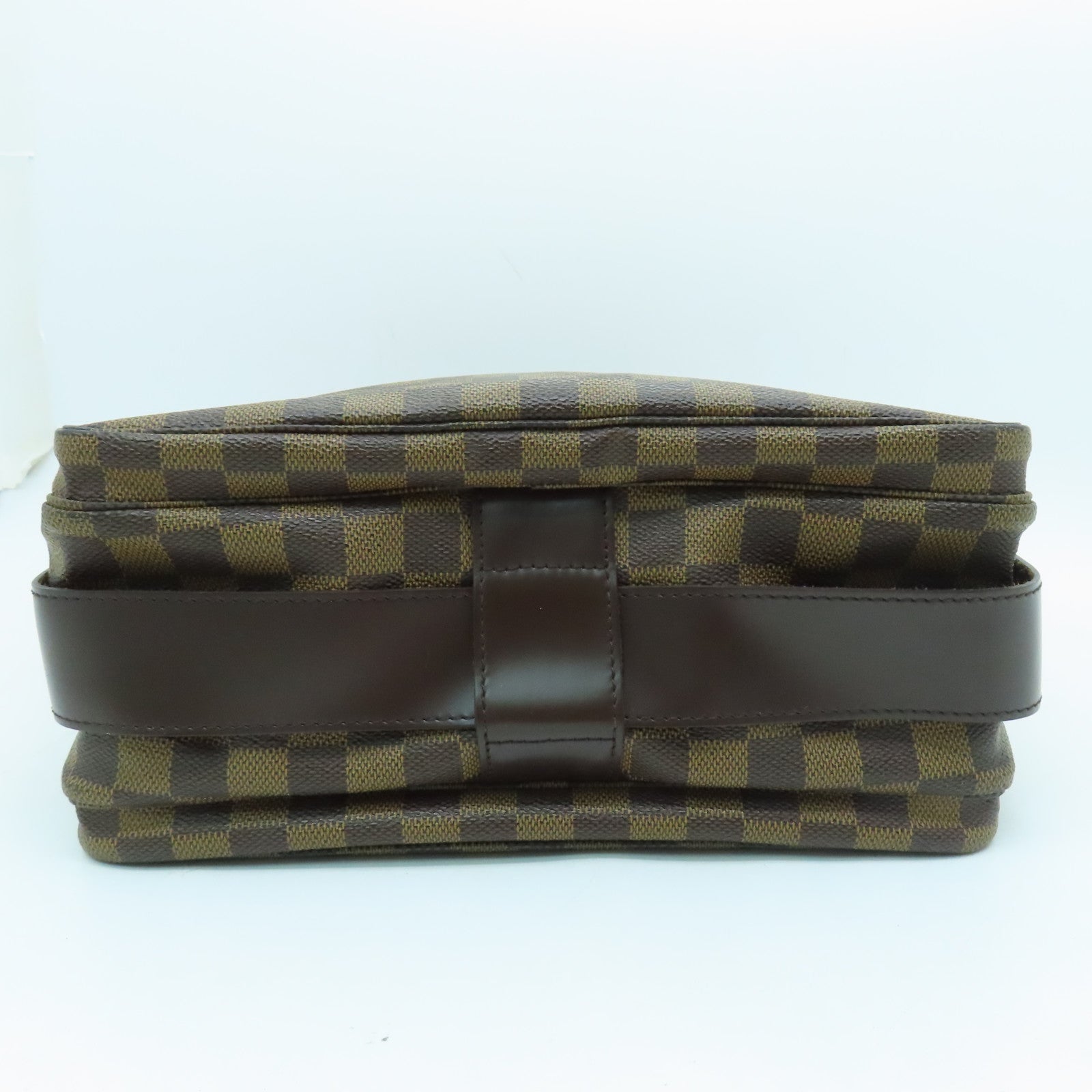 LOUIS VUITTON Damier Naviglio Gold Buckle Shoulder Bag Brown
