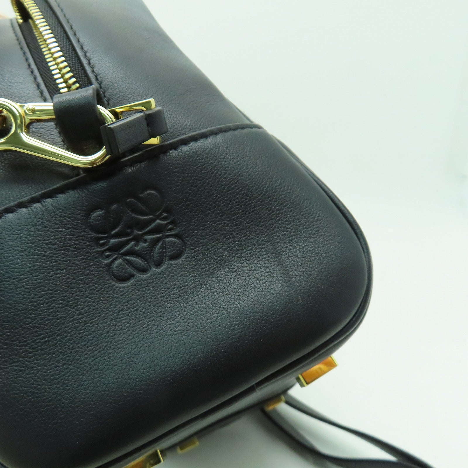LOEWE 牛皮皮革/帆布Amazon 19金扣手挽肩背兩用袋黑色