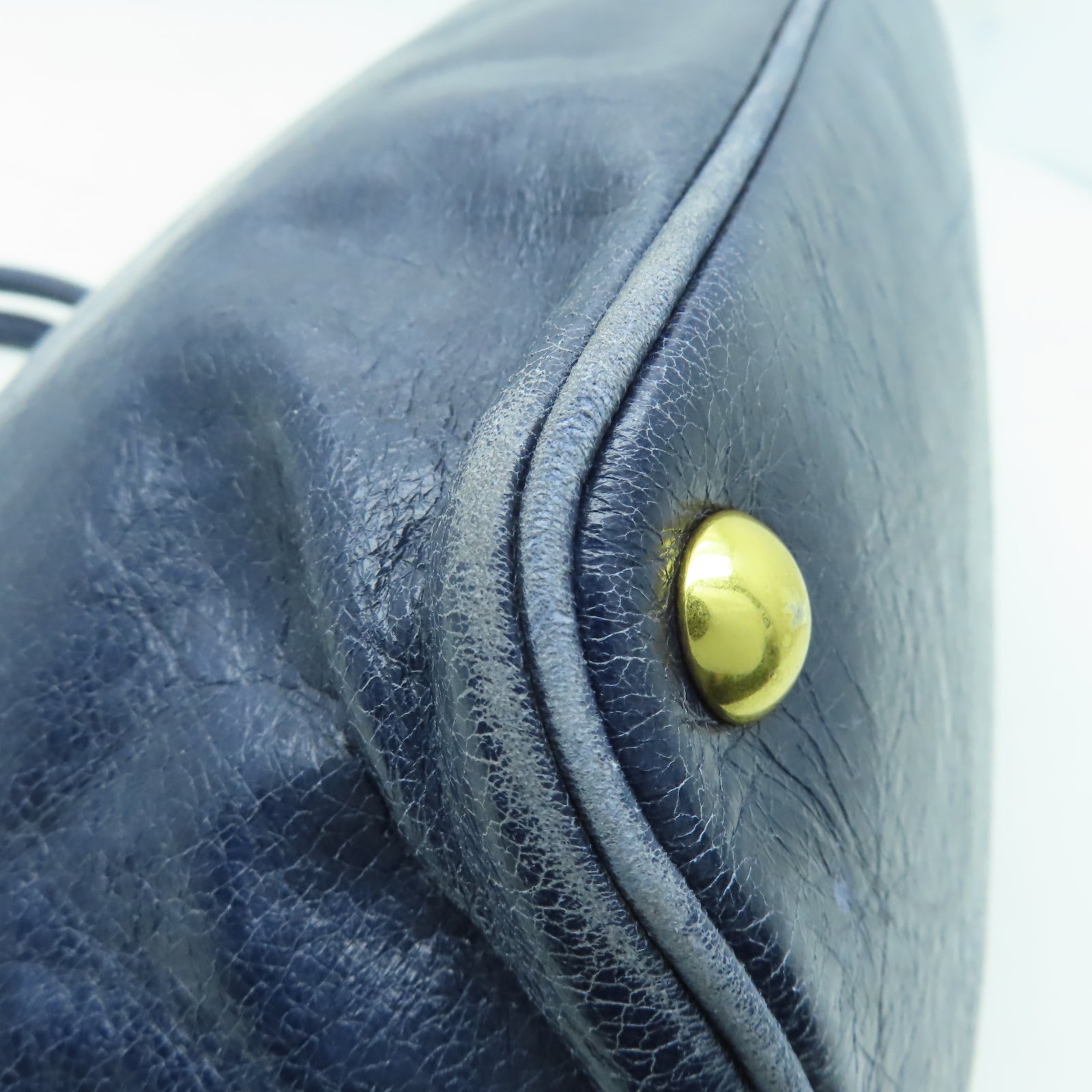 Miu Miu 牛皮皮革2 Way Shoulder金扣手挽肩背兩用袋藍色