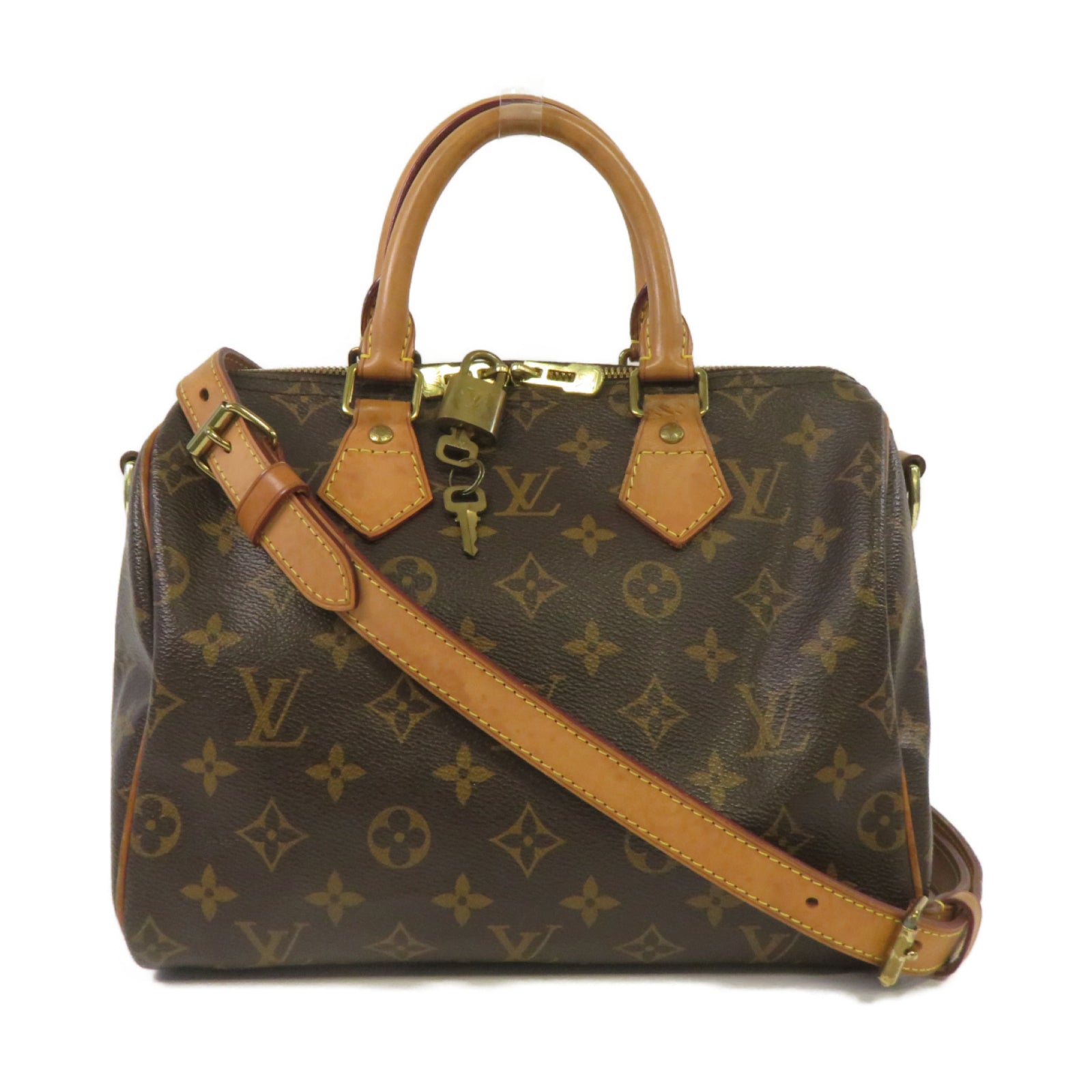 LOUIS VUITTON Monogram Speedy Bandouliere 25金扣手挽肩背兩用袋啡色