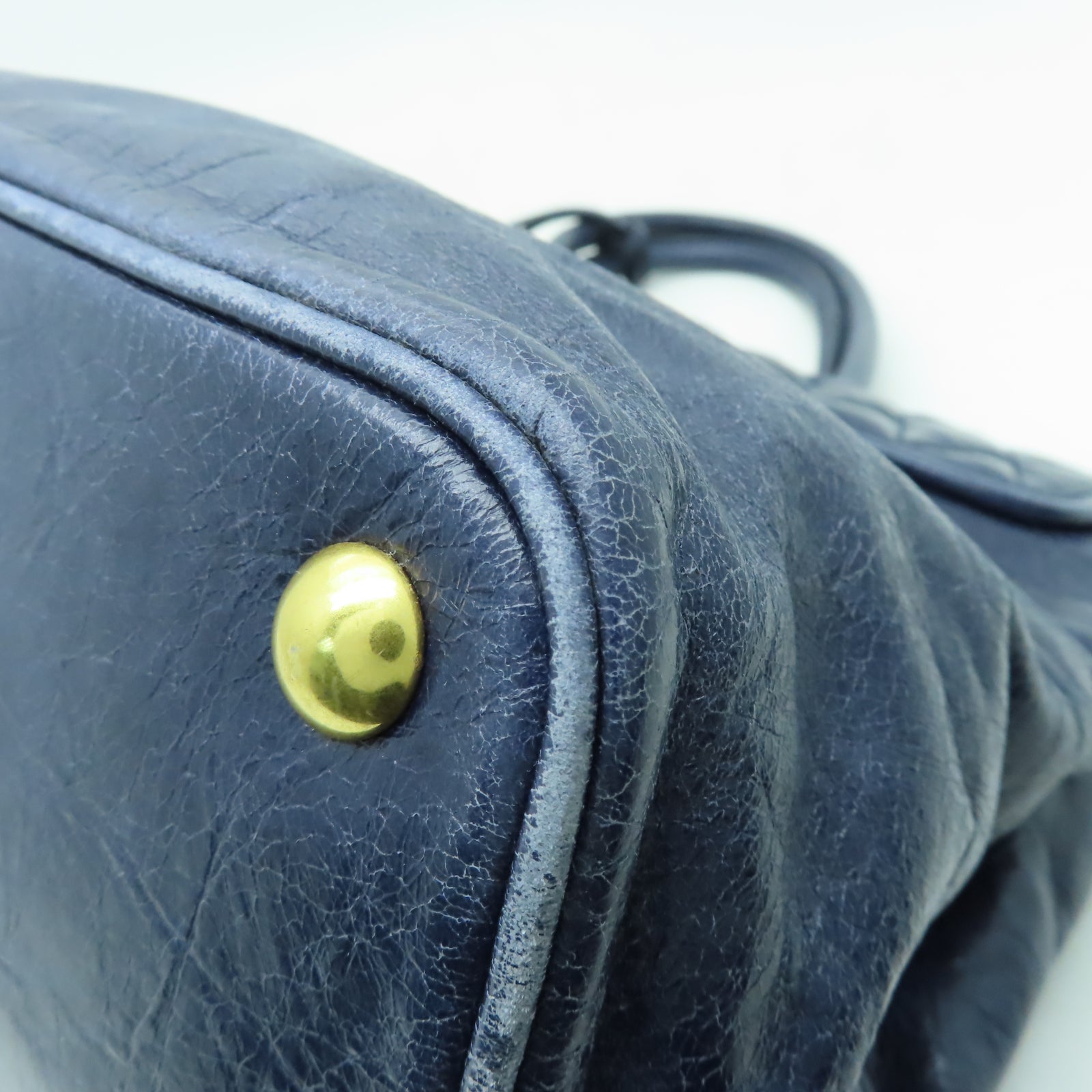 Miu Miu 牛皮皮革2 Way Shoulder金扣手挽肩背兩用袋藍色