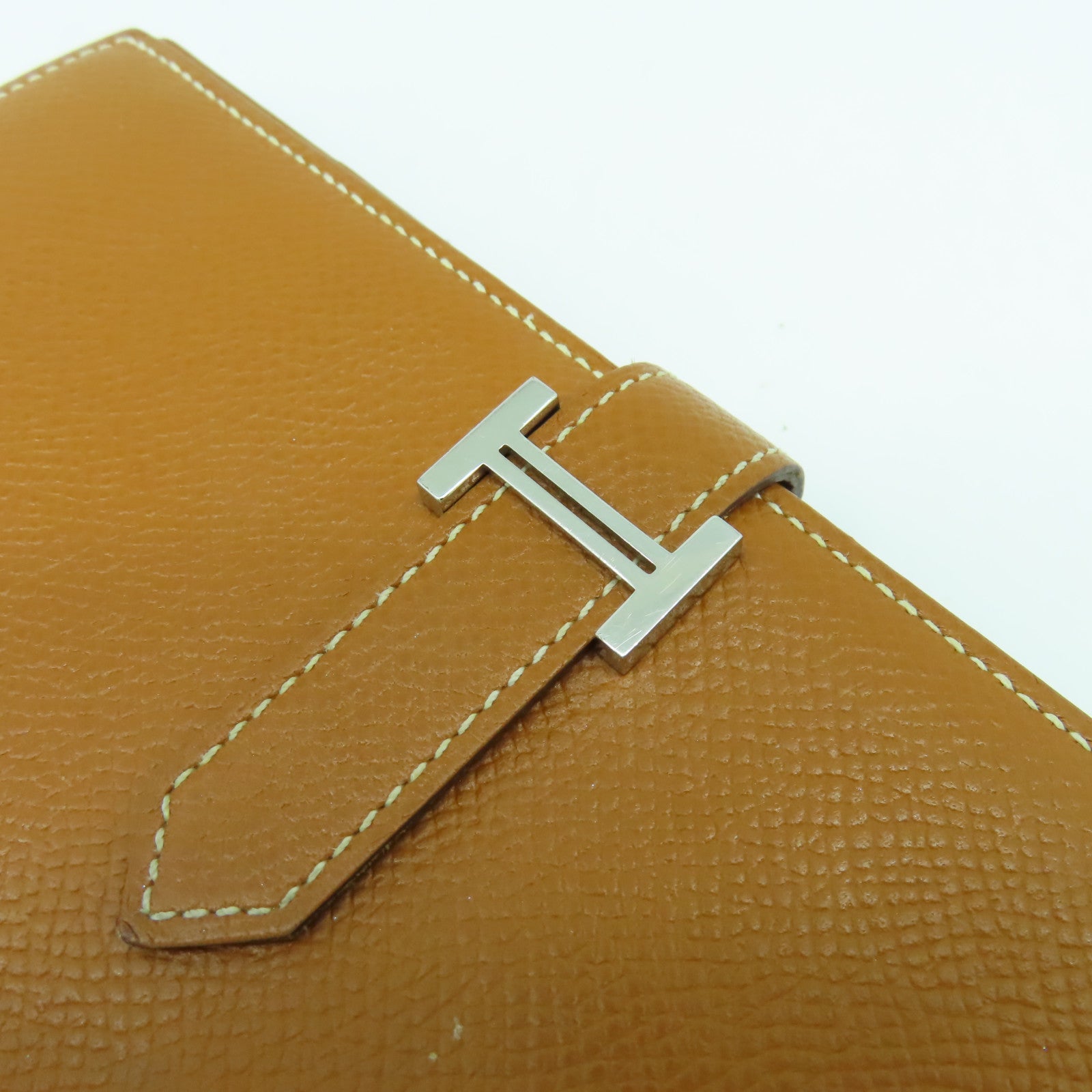 HERMES Epsom皮革Bearn bi-fold銀扣長錢包經典駝色