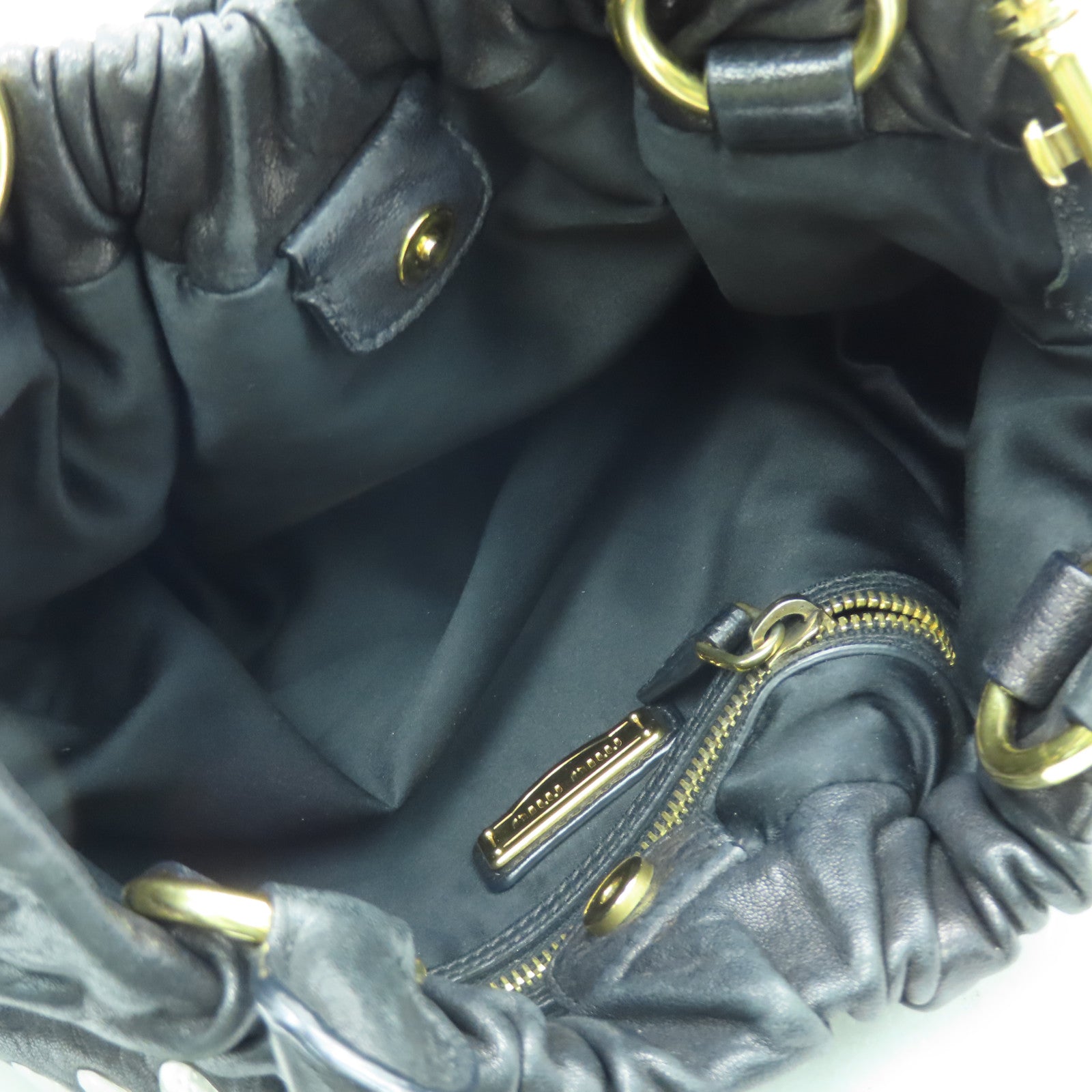 Miu Miu 【激減優惠】牛皮皮革2way Shoulder Bag金扣手挽肩背兩用袋黑色