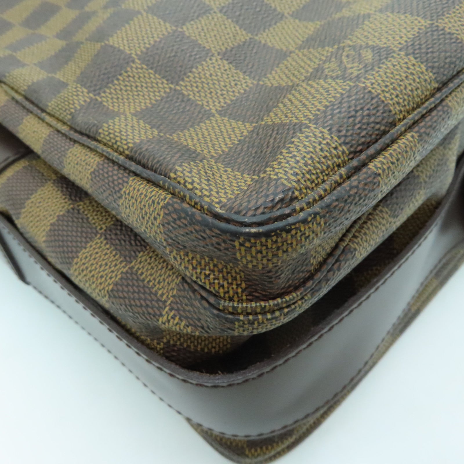 LOUIS VUITTON Damier Naviglio Gold Buckle Shoulder Bag Brown