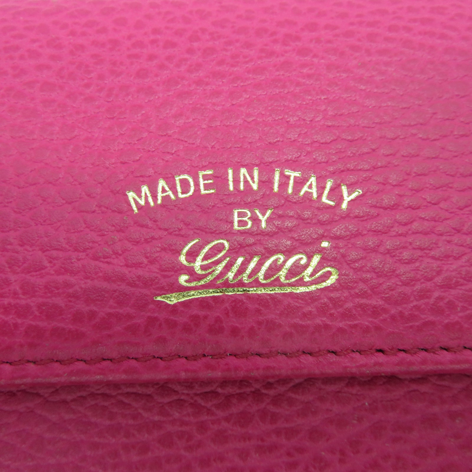 GUCCI [Sharp Discount] Cowhide Leather Wallet Gold Buckle Wallet Pink