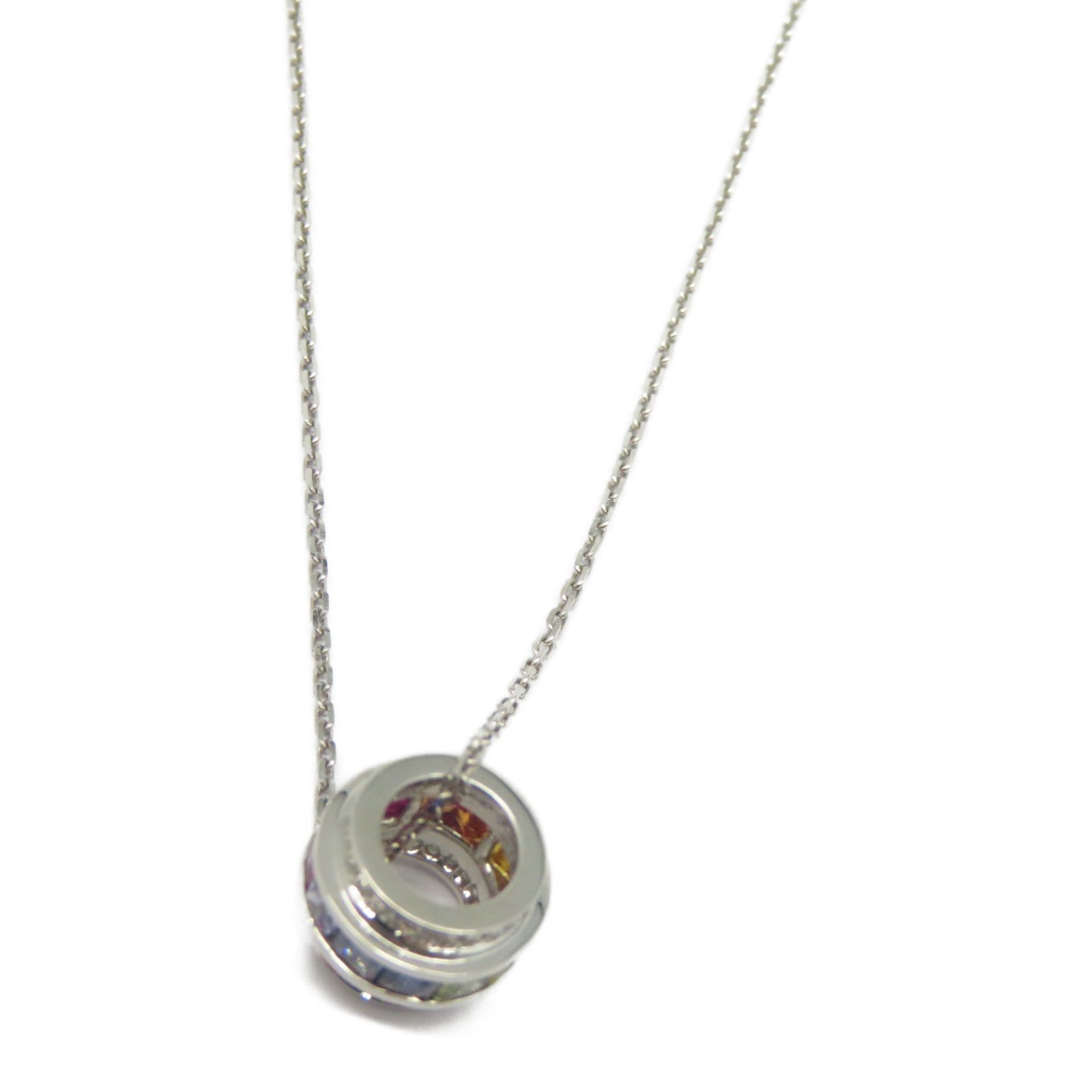 JEWELRY 18K白金Multi Sapphire Diamond Necklace 1.37ct彩色藍寶石/0.19ct鑽石項鍊