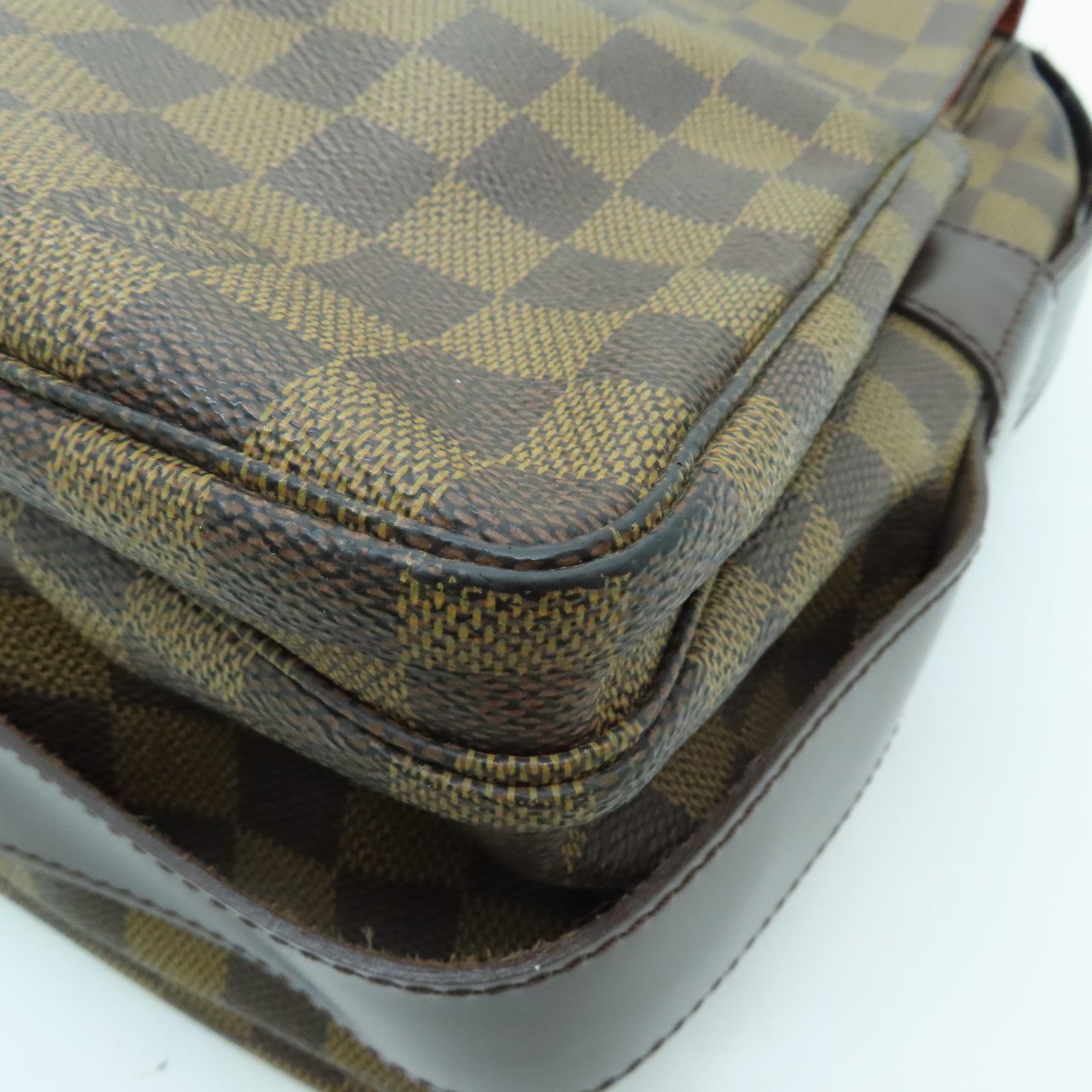LOUIS VUITTON Damier Naviglio Gold Buckle Shoulder Bag Brown