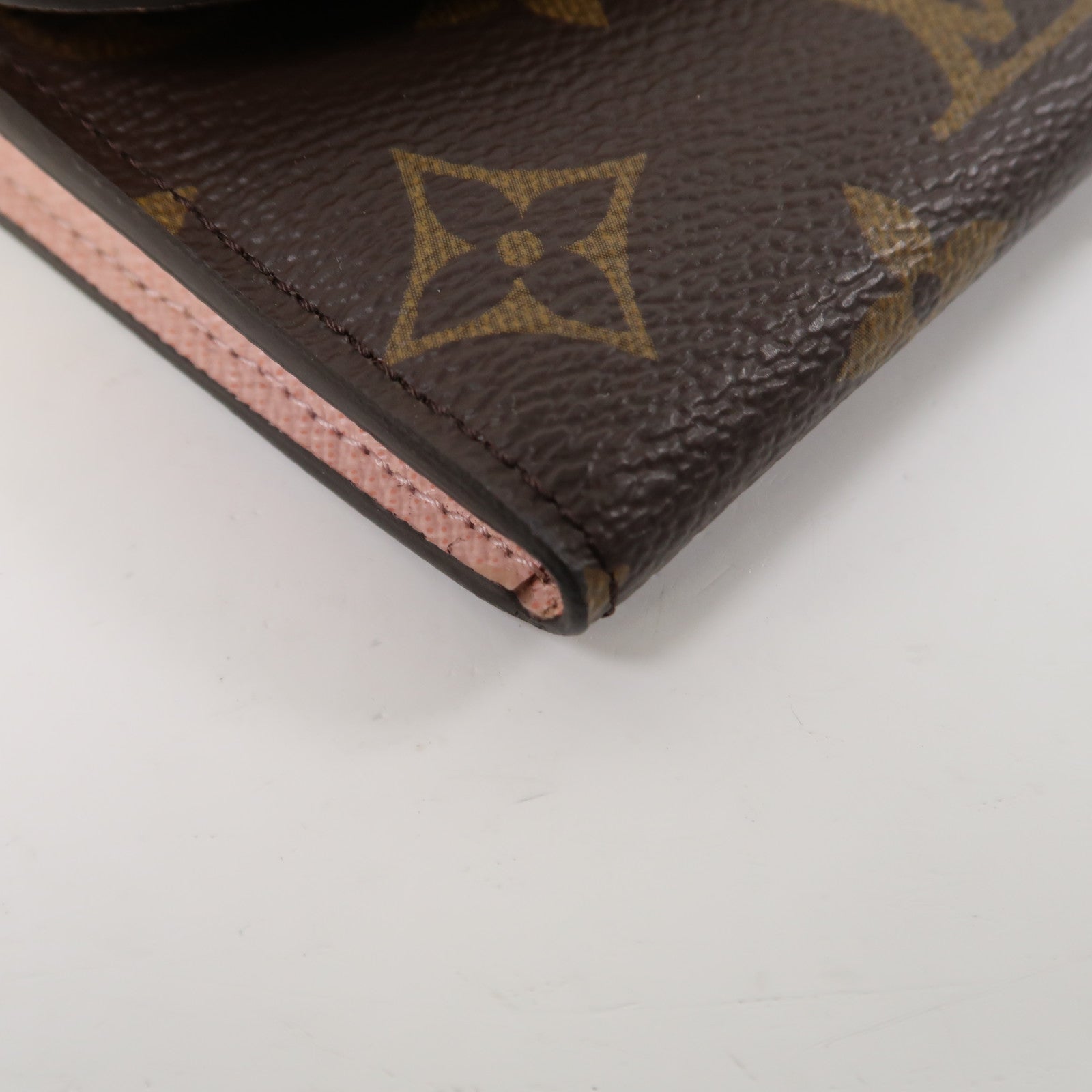 LOUIS VUITTON Monogram Emilie金扣長錢包啡色/粉紅色