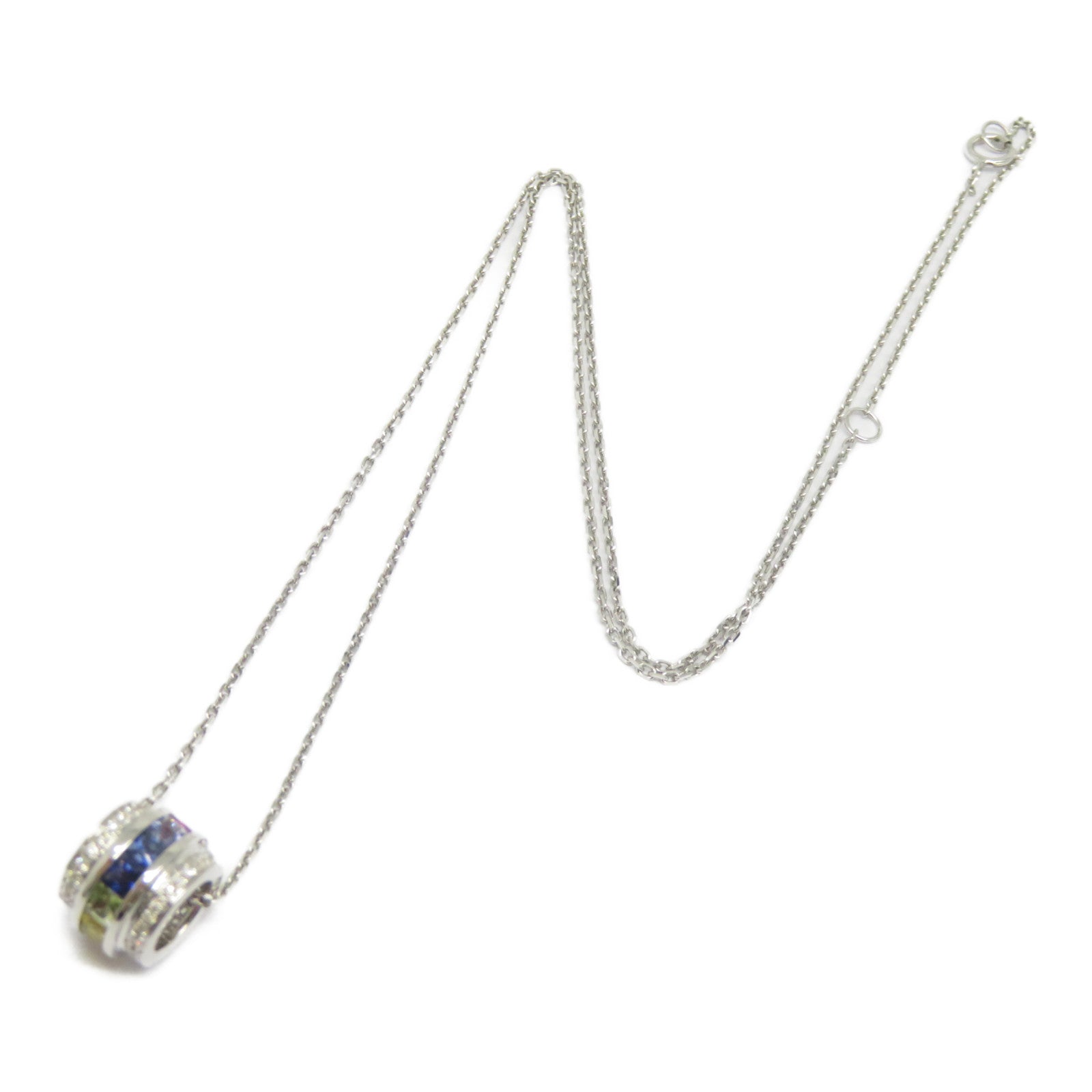 JEWELRY 18K白金Multi Sapphire Diamond Necklace 1.37ct彩色藍寶石/0.19ct鑽石項鍊