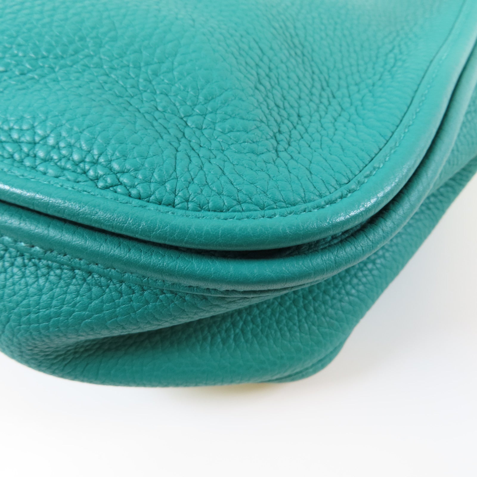 HERMES Clemence皮革Evelyne GM金扣肩背袋綠色