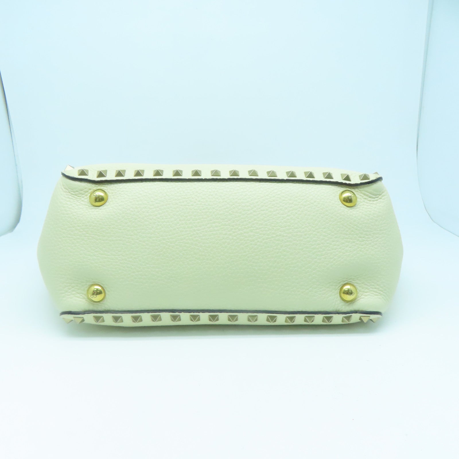 Valentino Cowhide Leather 2 Way Shoulder Gold Buckle Handle Shoulder Bag White