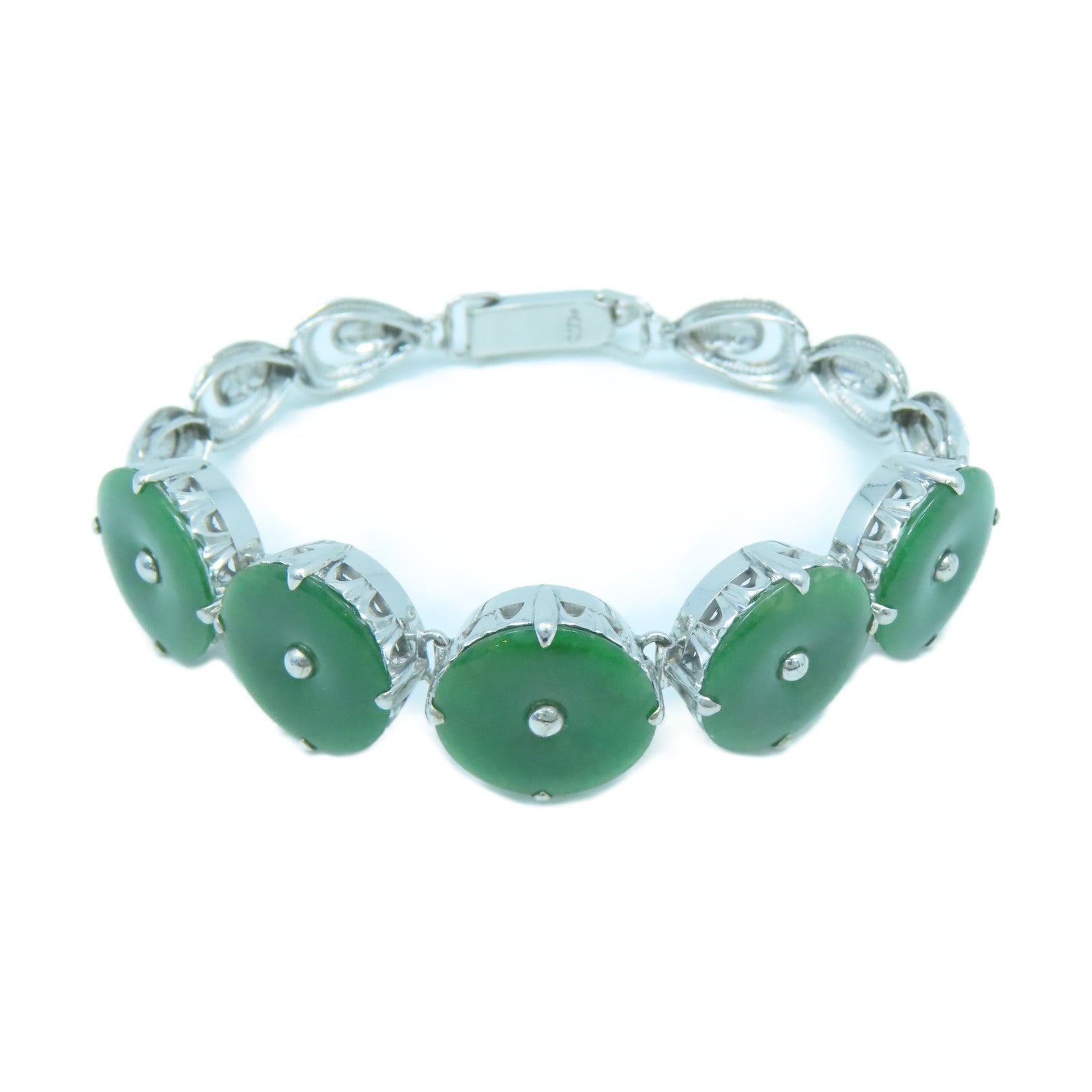 JEWELRY 14K White Gold Jade Bracelet Green/Silver – Brand Off Hong Kong ...