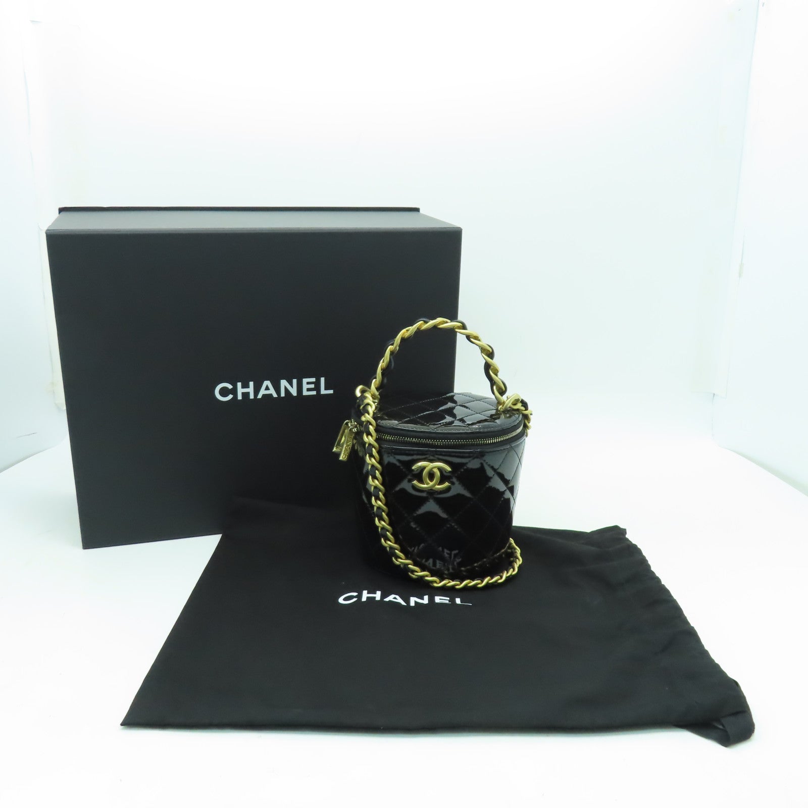 CHANEL 【激減優惠】漆皮皮革2way Shoulder Bag金扣手挽肩背兩用袋黑色