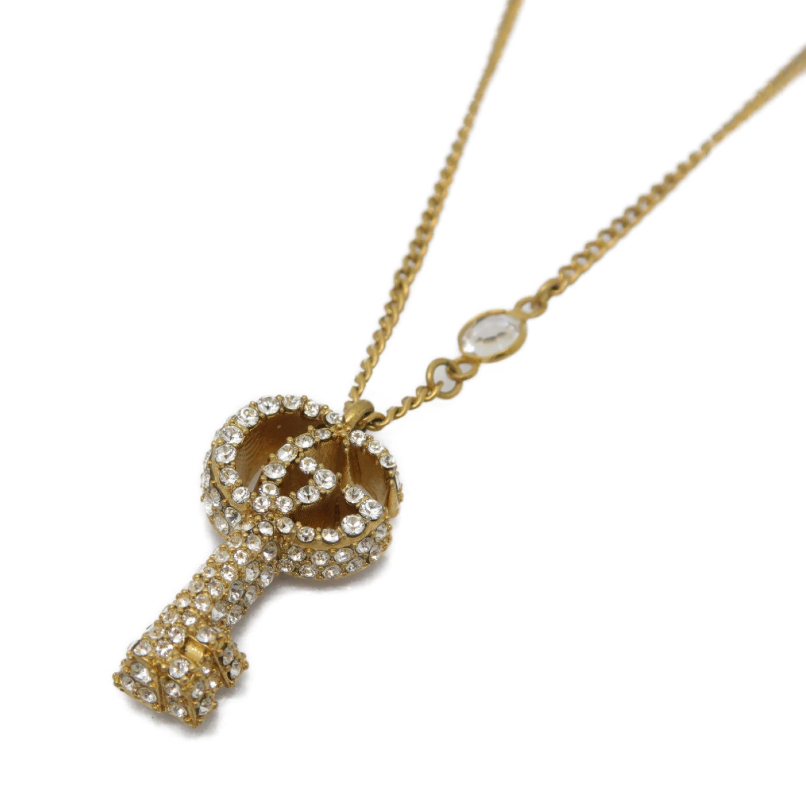 GUCCI 金屬Double G Key Necklace金色/透明