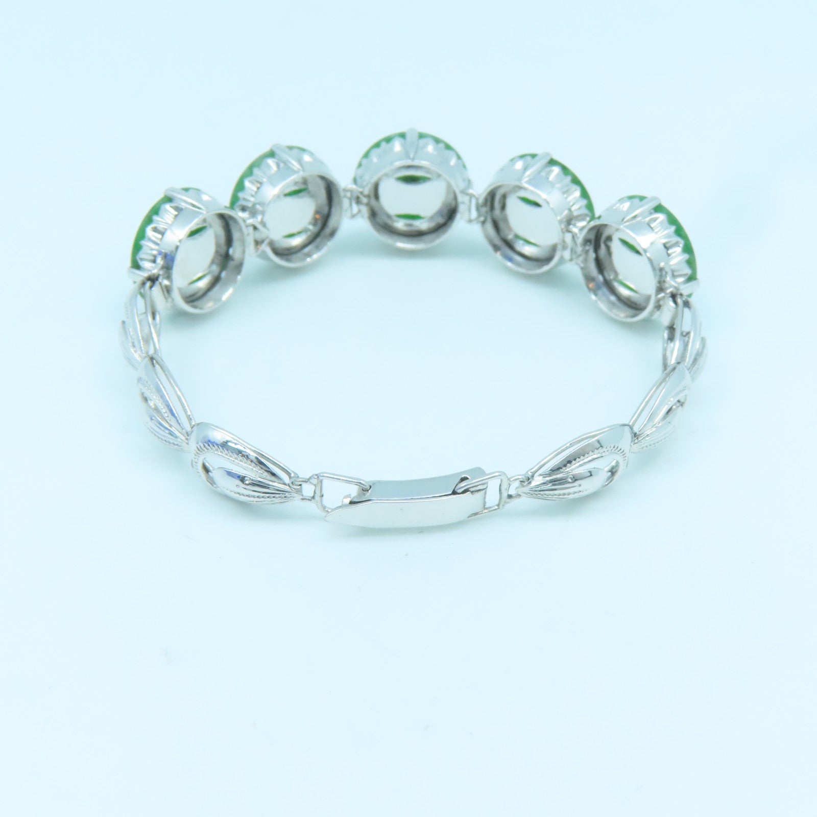 JEWELRY 14K White Gold Jade Bracelet Green/Silver
