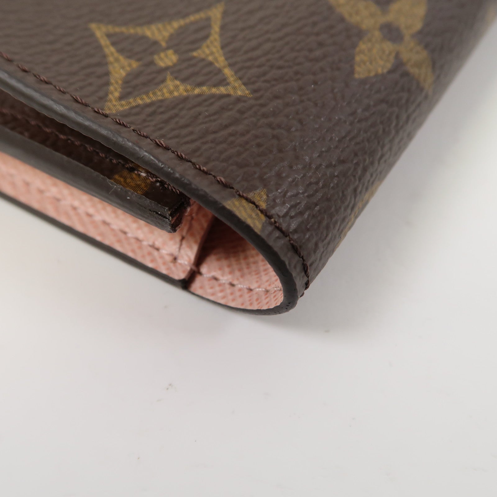 LOUIS VUITTON Monogram Emilie金扣長錢包啡色/粉紅色