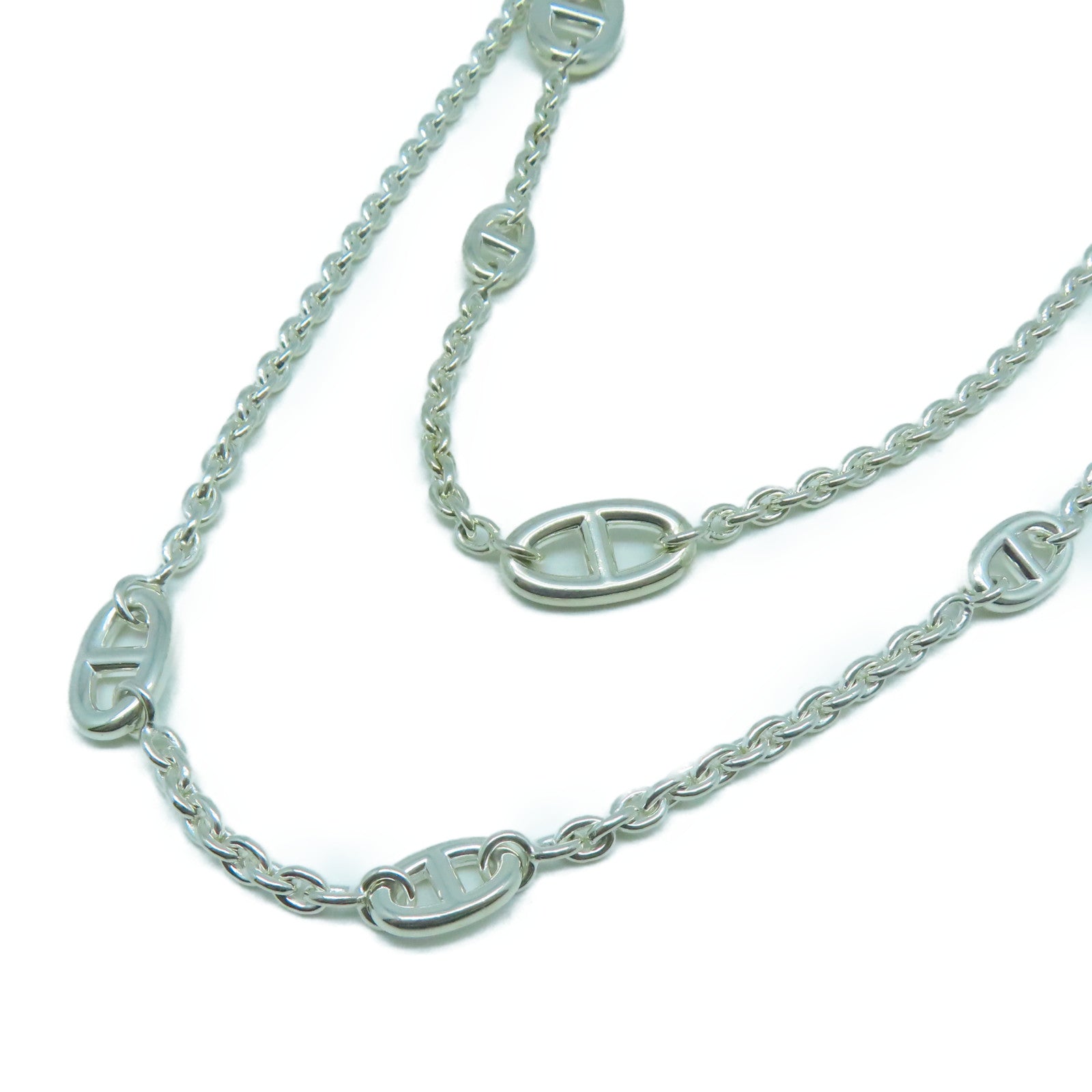 HERMES 925純銀Chaine D'Ancre Necklace項鍊銀色