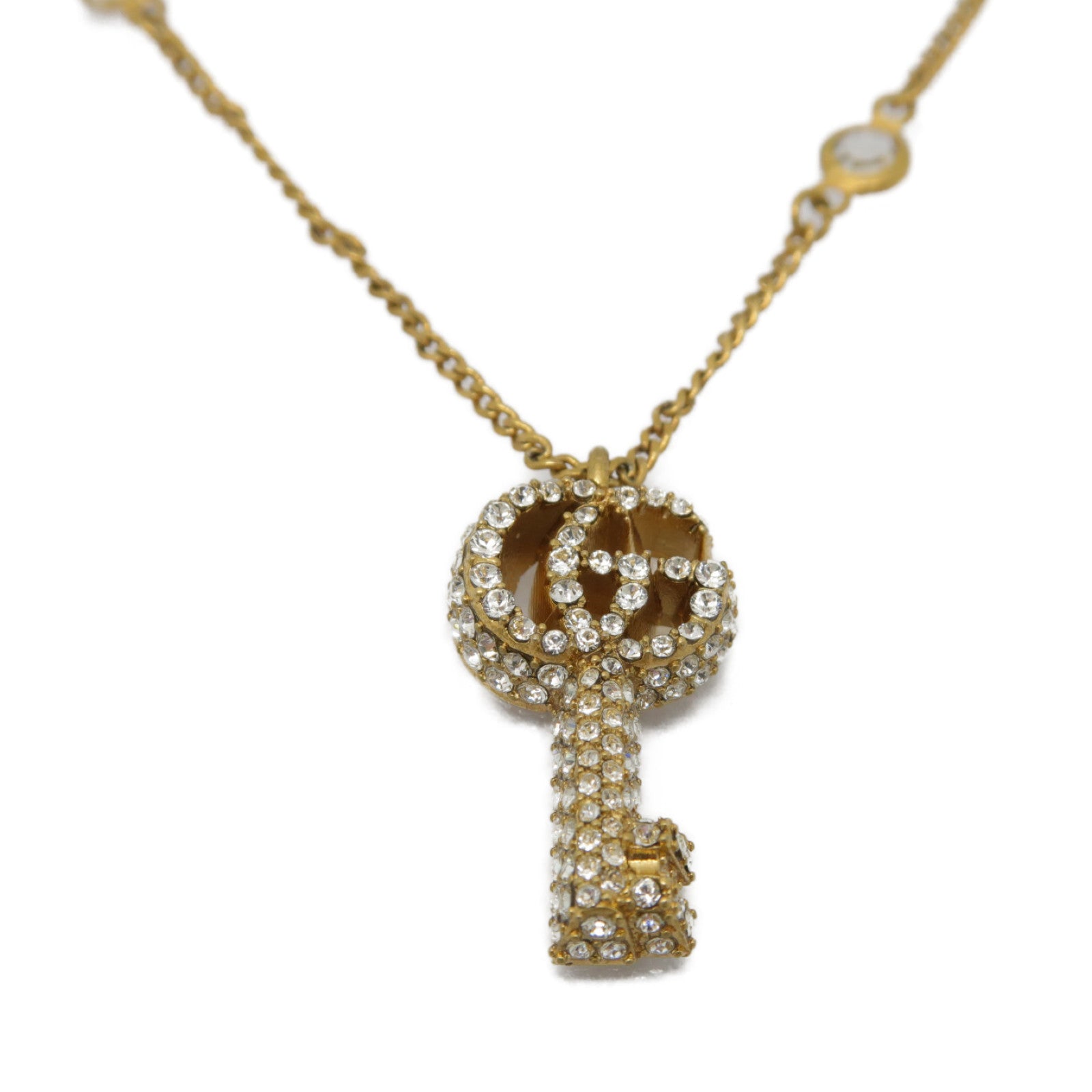 GUCCI 金屬Double G Key Necklace金色/透明