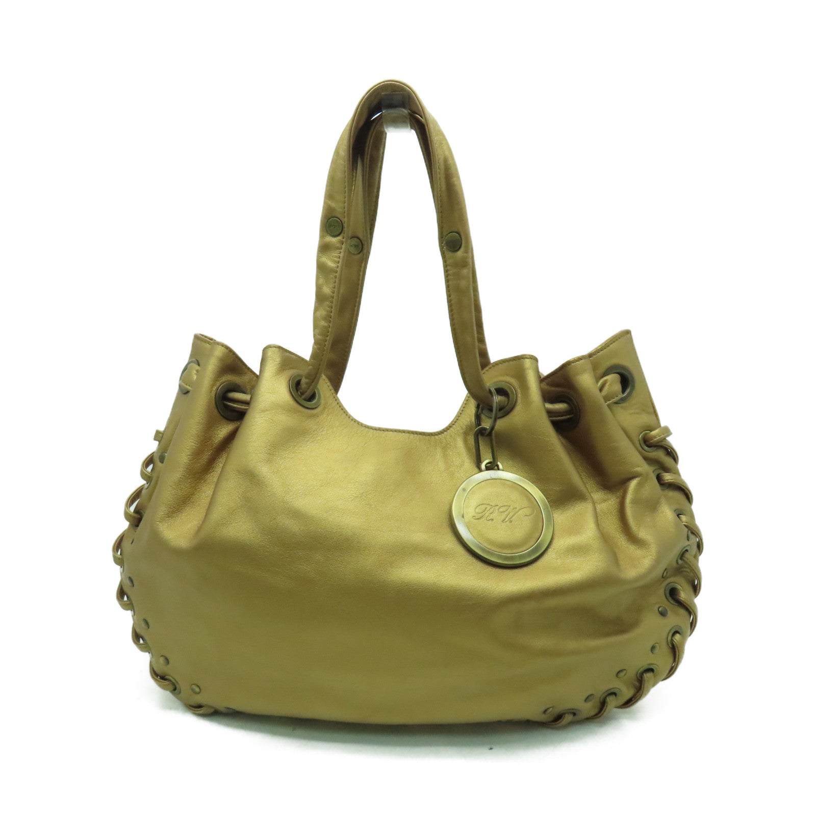 Roger Vivier 皮革Roger Vivier金扣肩背袋金色
