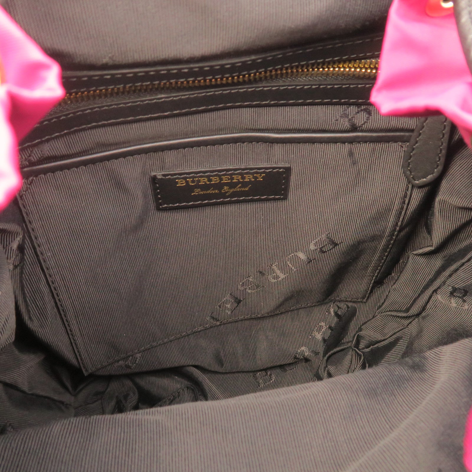 BURBERRY nylon Backpack gold buckle backpack purple