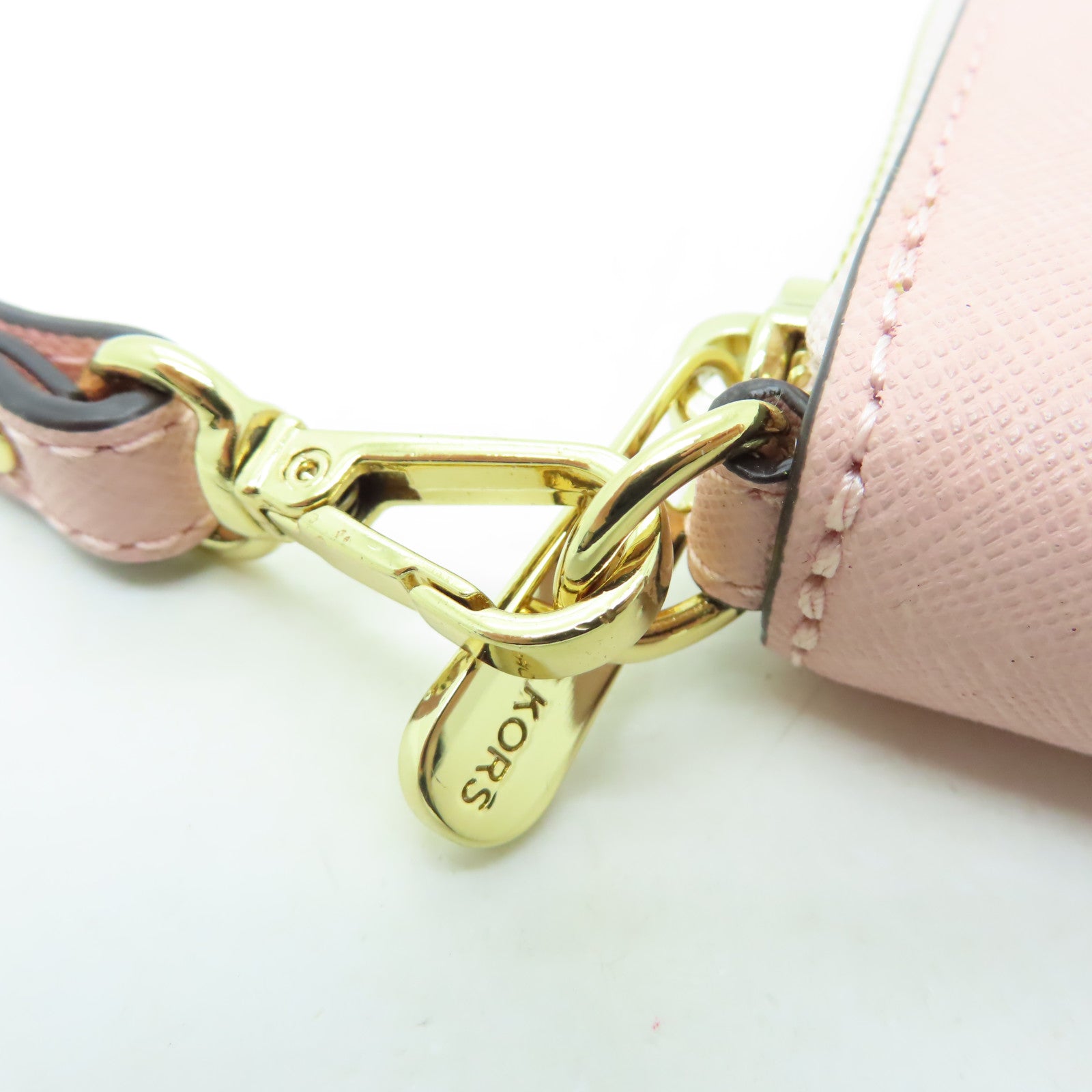 Michael Kors 牛皮皮革Pouch Wallet with Handle金扣長錢包粉紅色