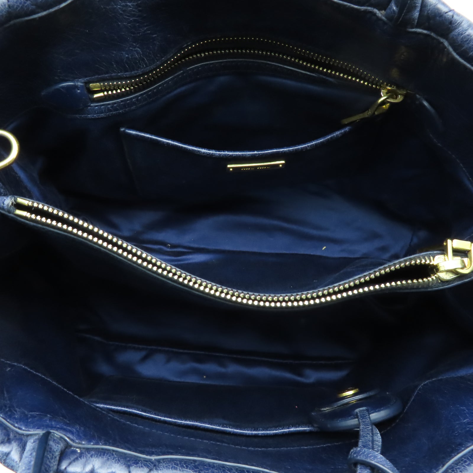 Miu Miu 牛皮皮革2 Way Shoulder金扣手挽肩背兩用袋藍色