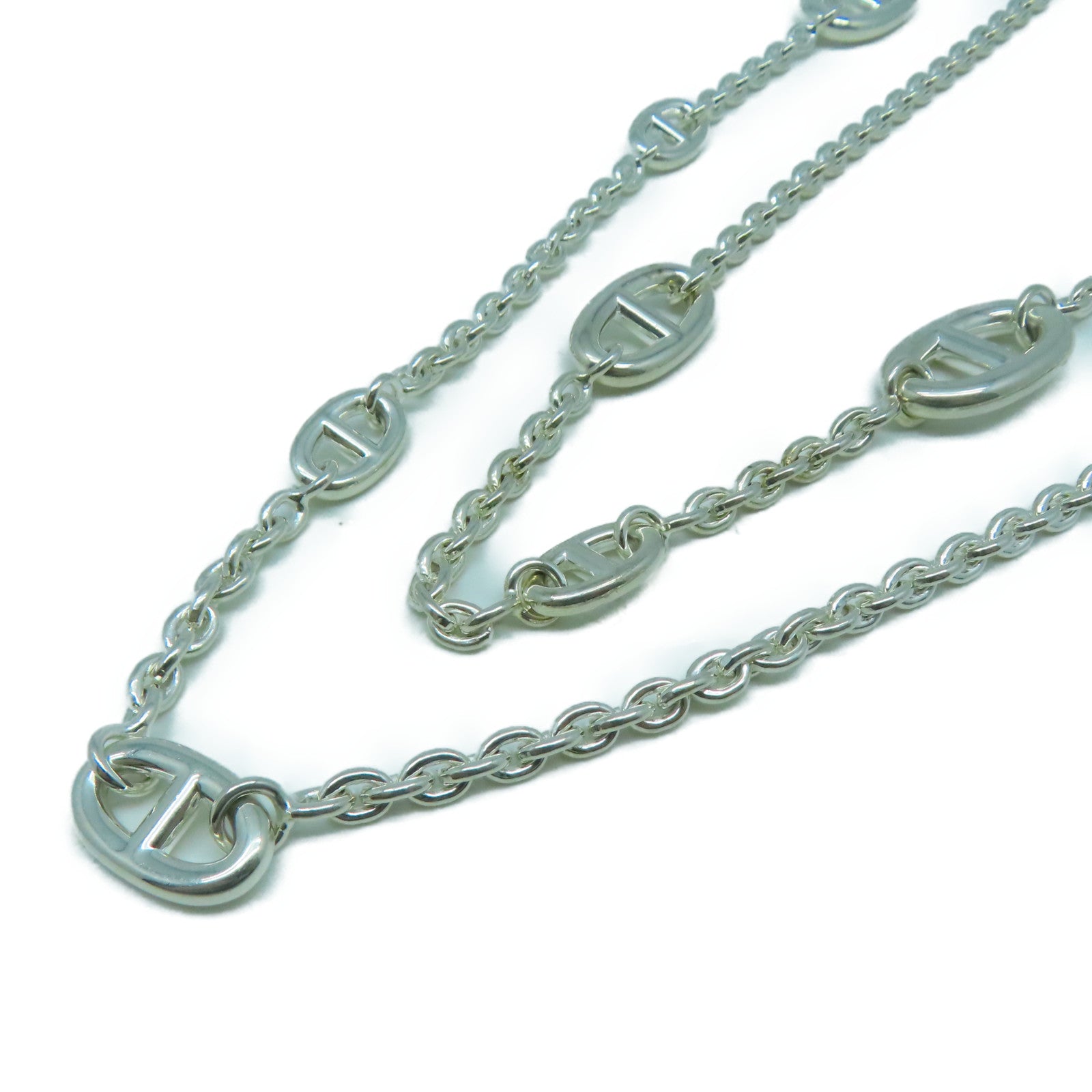 HERMES 925純銀Chaine D'Ancre Necklace項鍊銀色