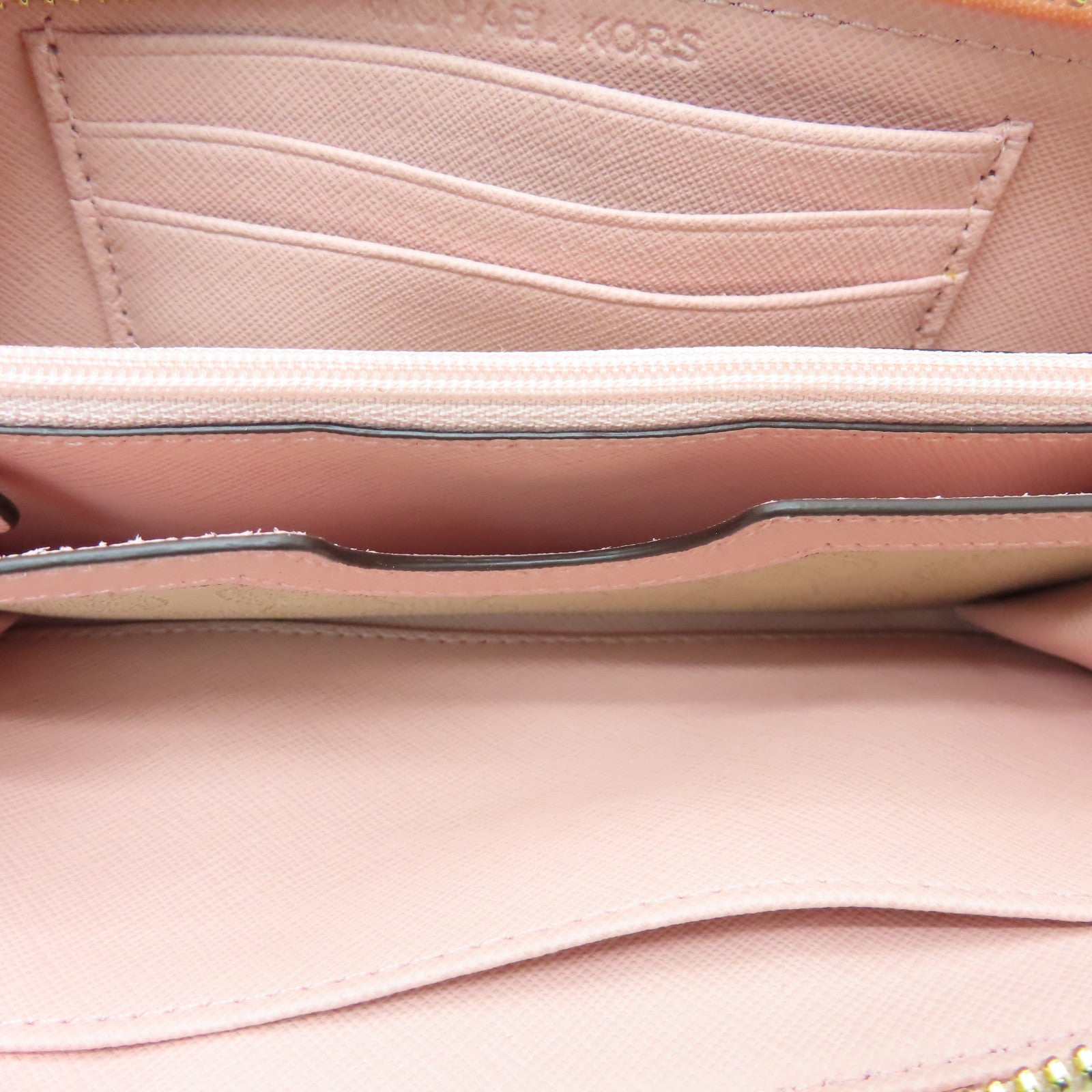 Michael Kors 牛皮皮革Pouch Wallet with Handle金扣長錢包粉紅色