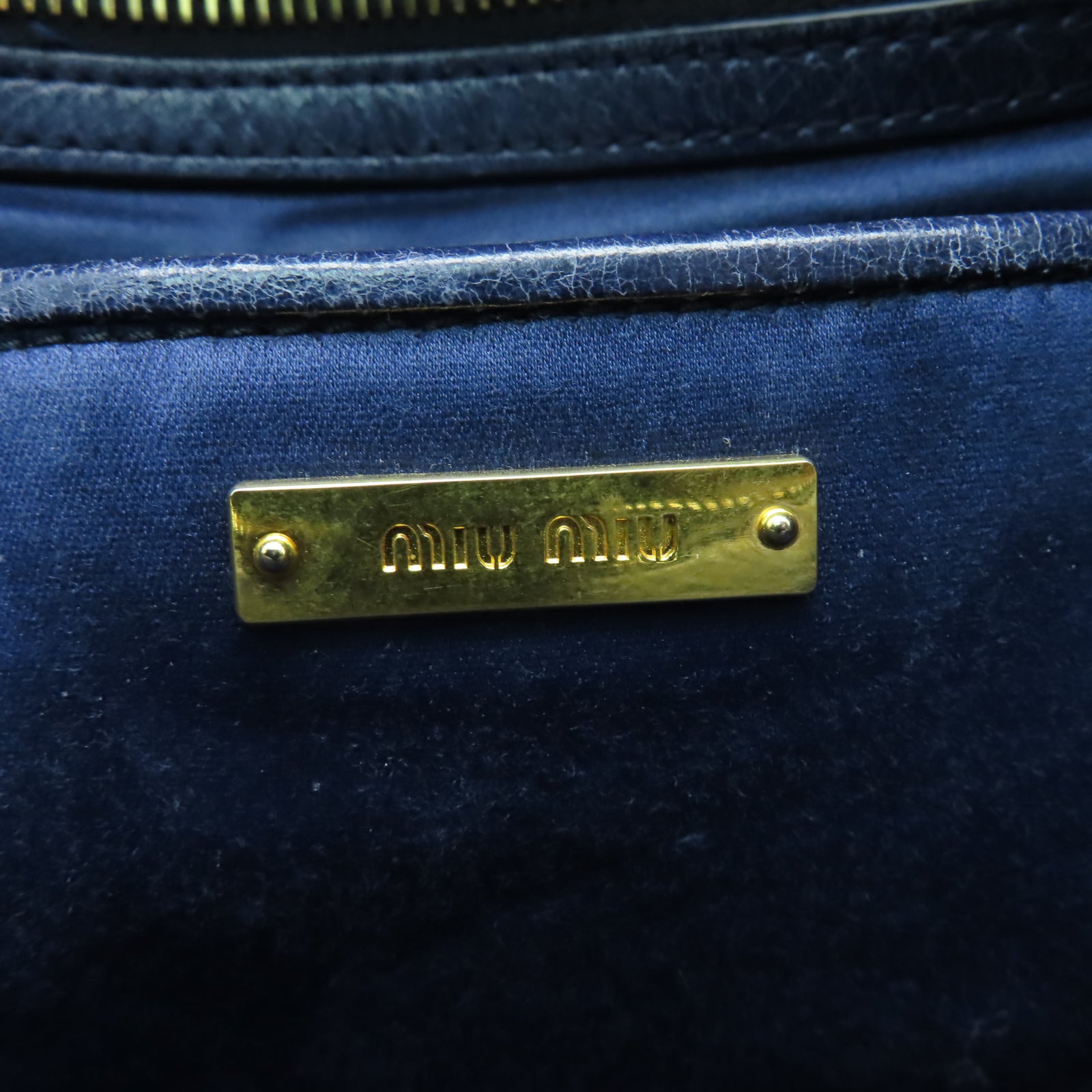 Miu Miu 牛皮皮革2 Way Shoulder金扣手挽肩背兩用袋藍色